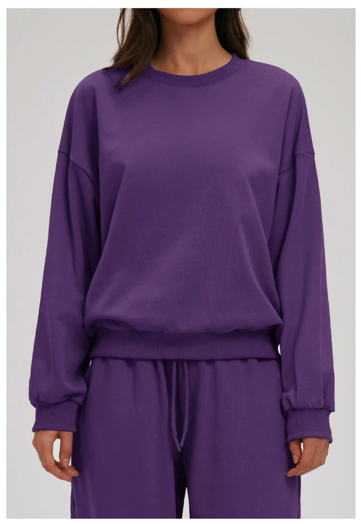 Knitted Round Neck Sports Hoodie for Women Long Sleeves for Outerwear Casual Loose Hoodie Running Top Fitness Sportswear