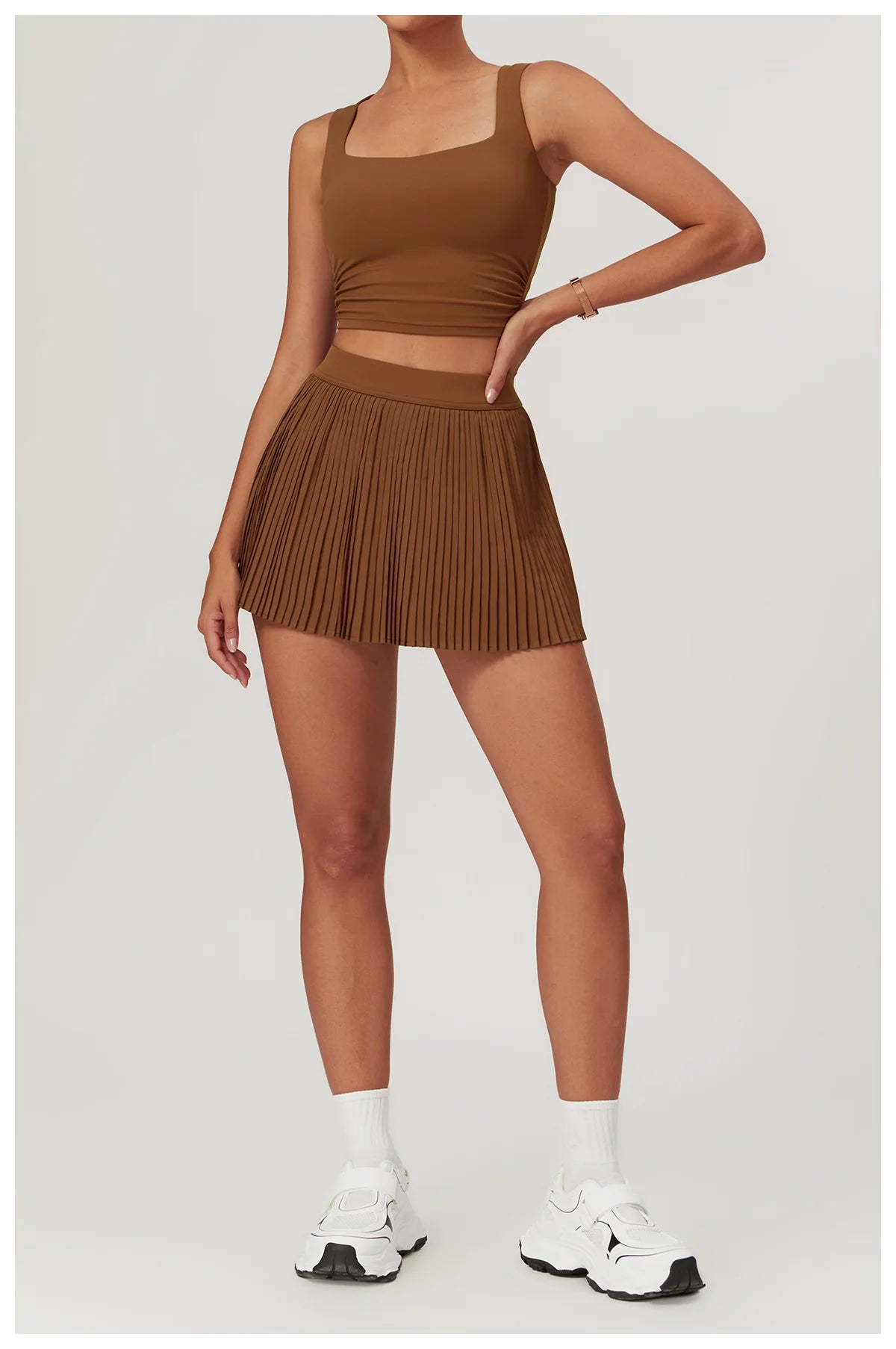 Women Pleated Sports Tennis Skirts Women High Waist Yoga Fitness Short Skirt With Pockets Gym Golf Loose Mini Skirt With Pockets