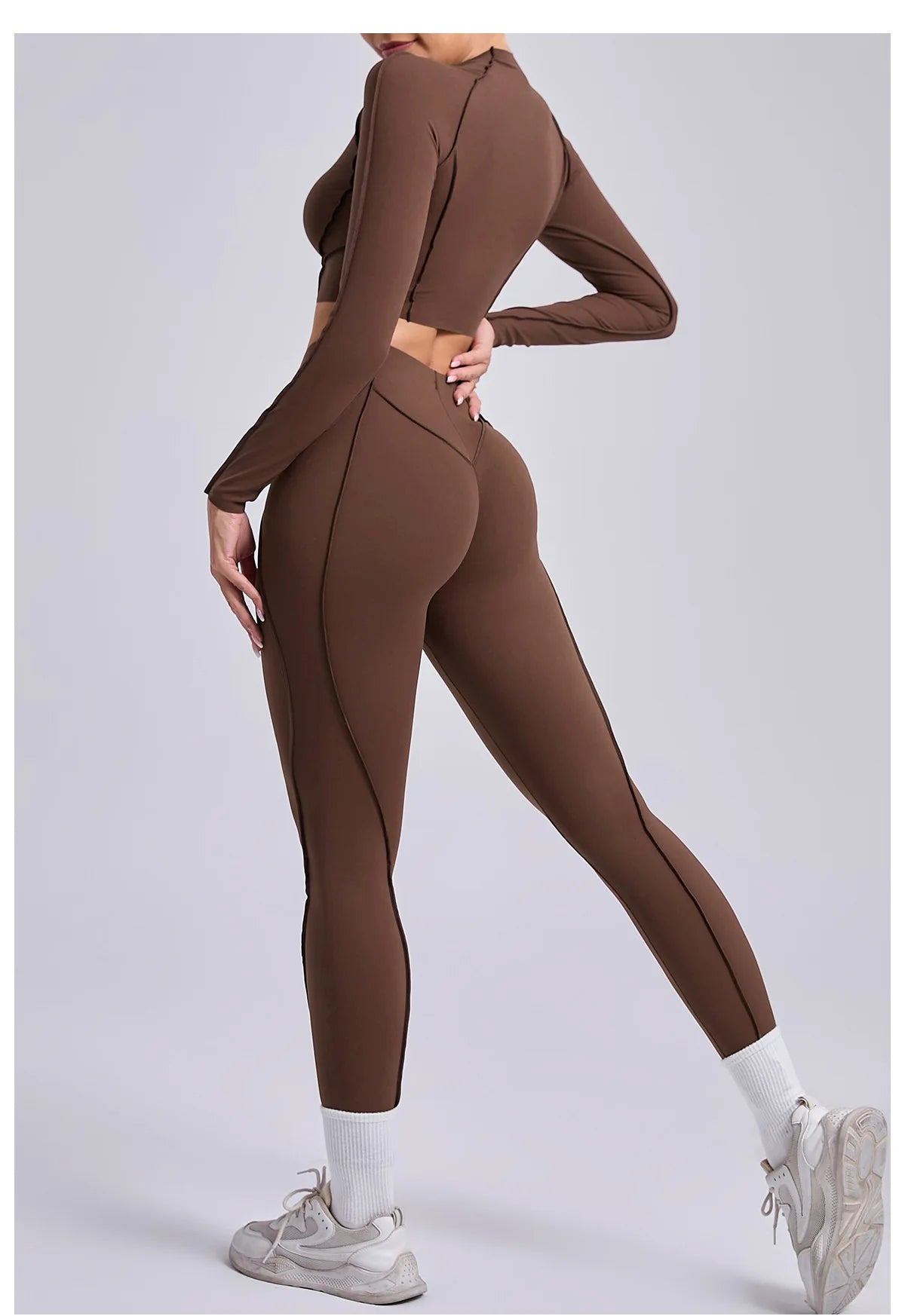 Yoga Set 2 Pieces Gym Clothes Sportswear Yoga Suits For Women Fitness Set Workout Tracksuits Sports Long Sleeved Gym Leggings