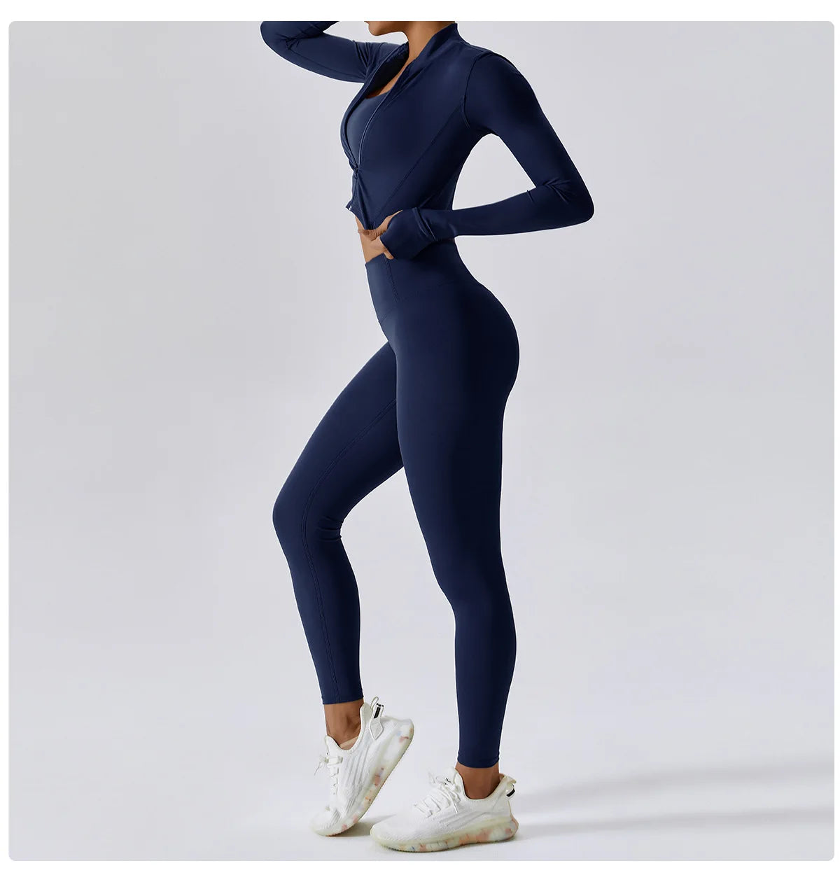 Women Outdoor Sports Long Sleeved Slim Yoga Clothes Quick Dry Zipper Cardigan Stand Up Collar Jacket Running Fitness Jacket Top