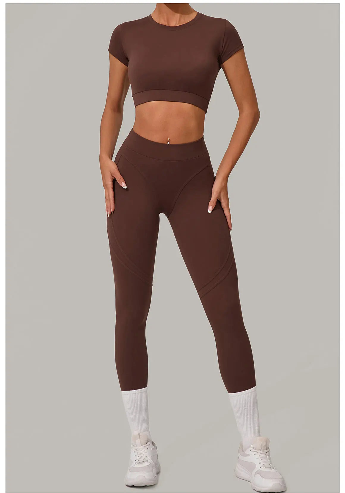 2PCS Yoga Set Gym Clothes Seamless Sportswear Yoga Suits Women Fitness Tracksuits Sports Short Sleeves Gym Leggings Sports Suits