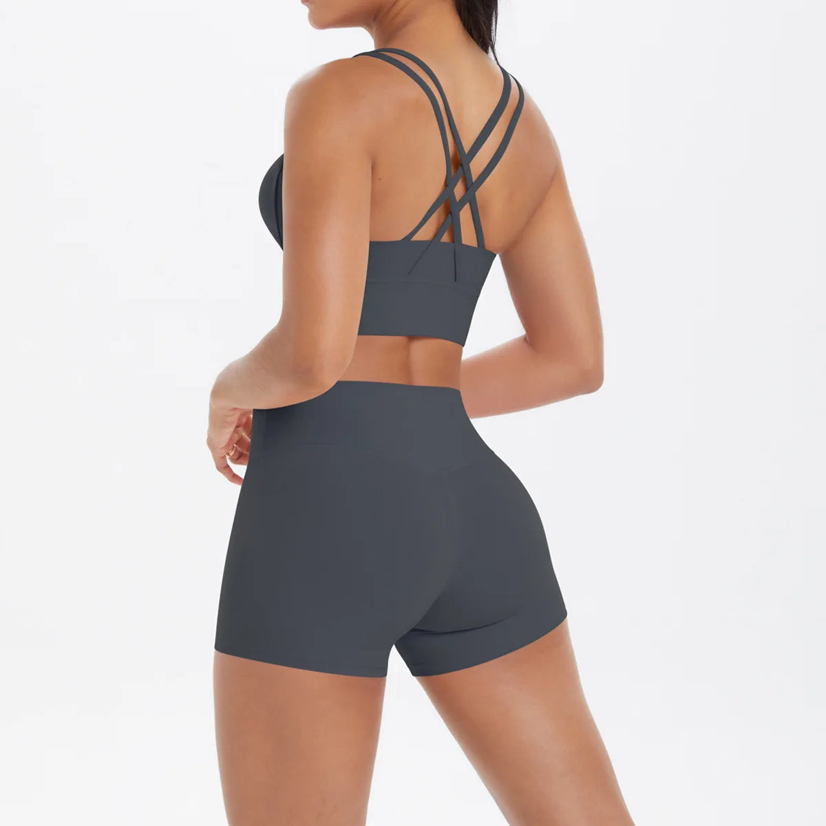 Yoga Sport Set Women Seamless Crop Top Bra Shorts Yoga Set Comfort Elastic Sportsuit Workout Outfit Fitness Gym Clothes