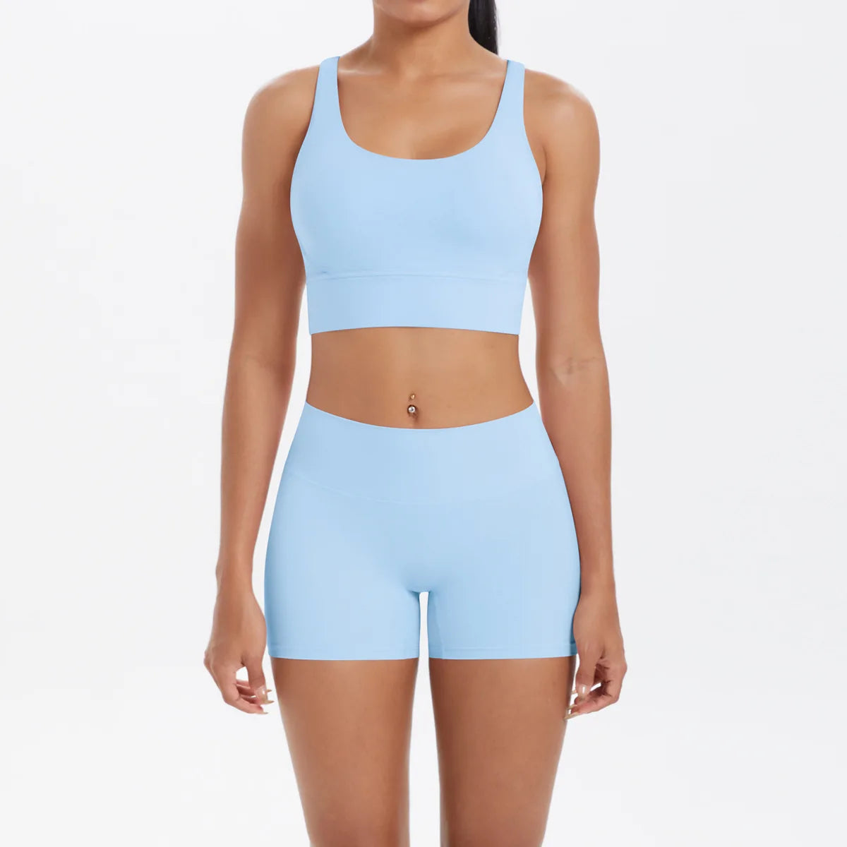 Yoga Sport Set Women Seamless Crop Top Bra Shorts Yoga Set Comfort Elastic Sportsuit Workout Outfit Fitness Gym Clothes