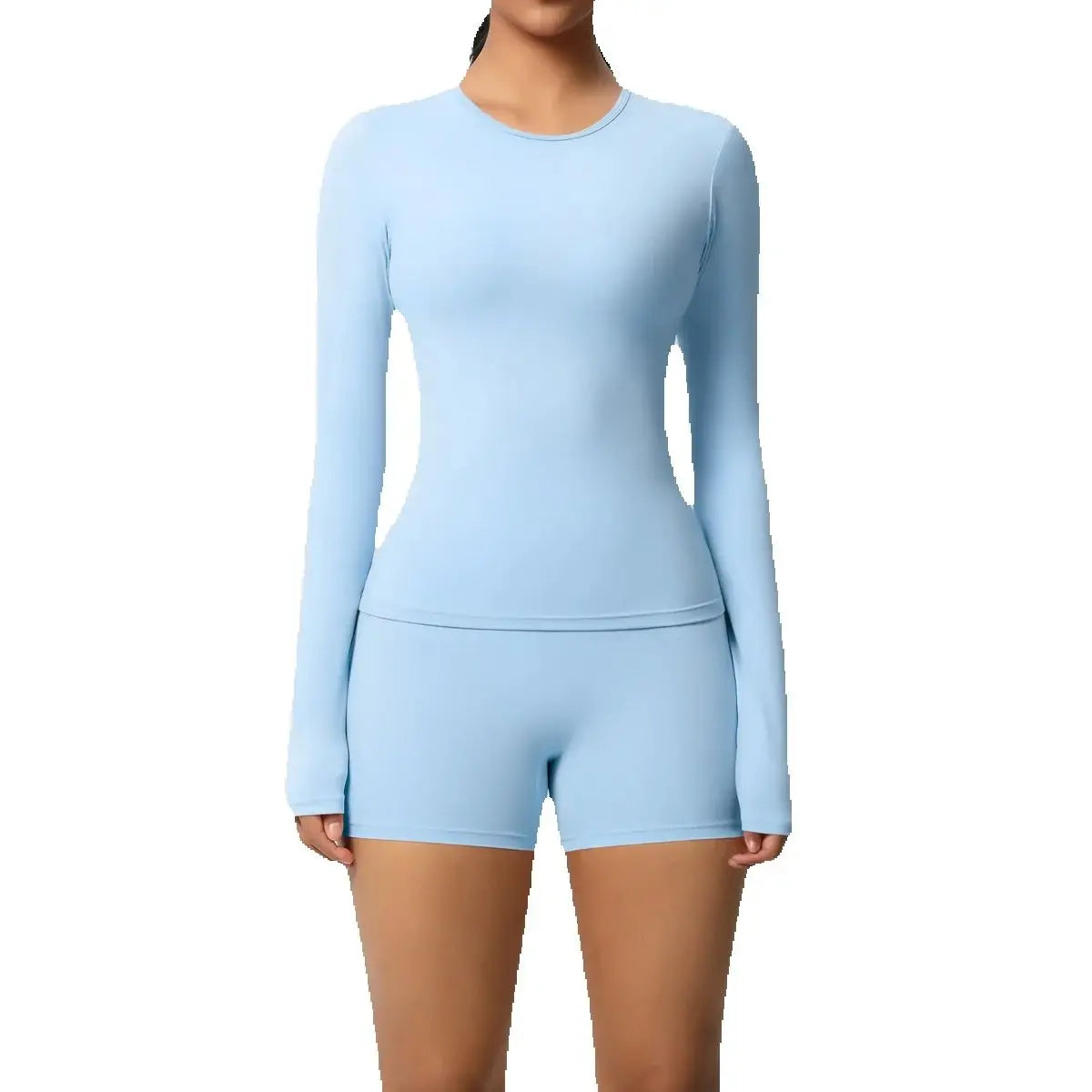 Yoga Clothes Set 2 Piece Gym Sports Shorts Set Women Long Sleeved High Waist Shorts Fitness Suit Running Workout Tracksuit