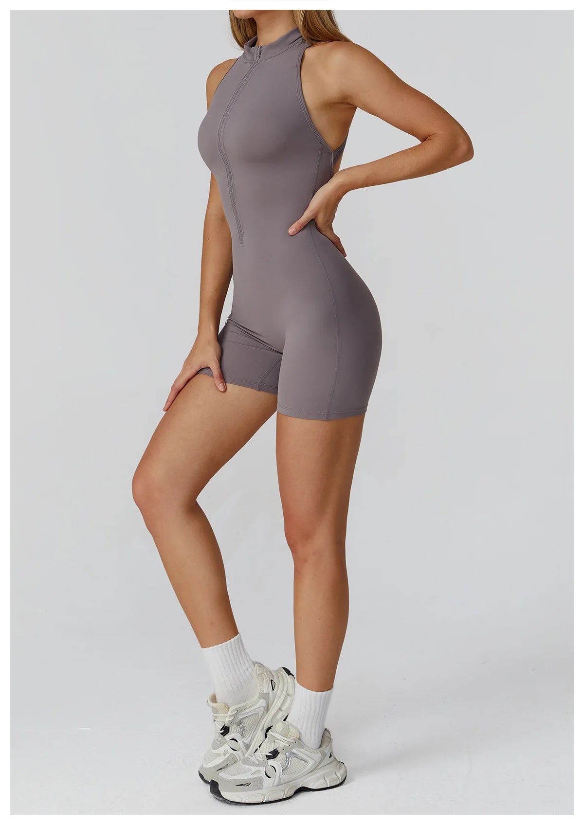 Scrunch Sports Overalls Gym Jumpsuit Women's Fitness Suit Short Sets for Woman Tracksuit Yoga Clothing Zipper Workout Sportswear