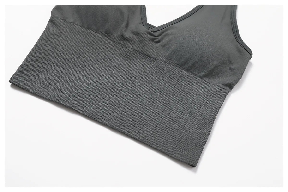 Hanging Neck Bra Women Sports Bra Top Push Up Fitness Seamless Yoga Bra Underwear Sport Tops Women Breathable Running Gym Vest