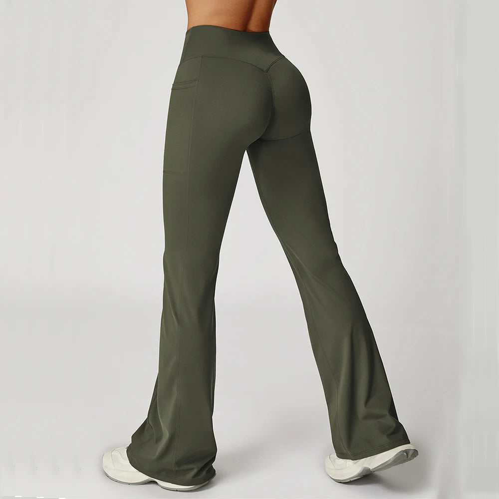Women Flare Leggings Yoga Pants Bell-bottoms Yoga Trousers High Waist Fitness Pants Stretch Gym Casual Sports Wide Leg Pants