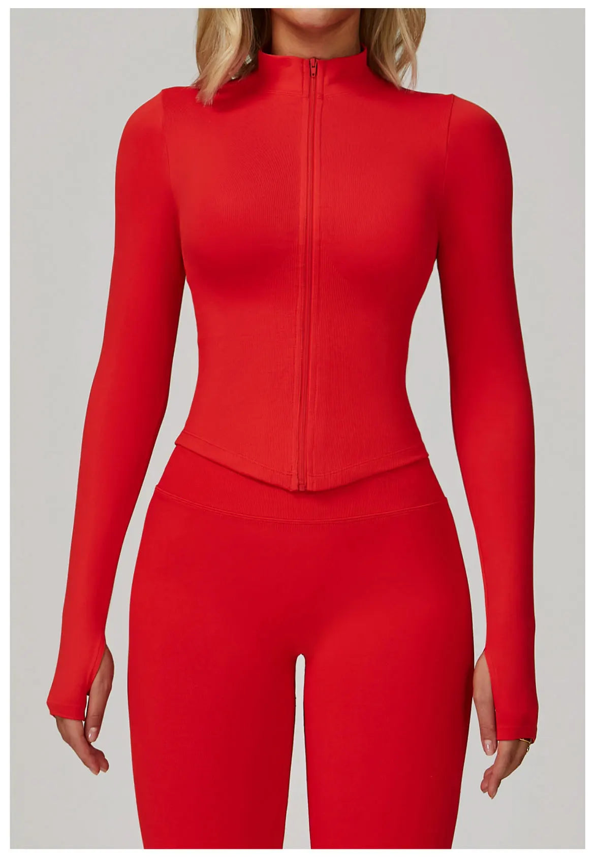 Ribbed Yoga Tops Women's Yoga Long Sleeved Standing Collar Sports Jacket Running Training Fitness Top Gym Workout Running Shirt