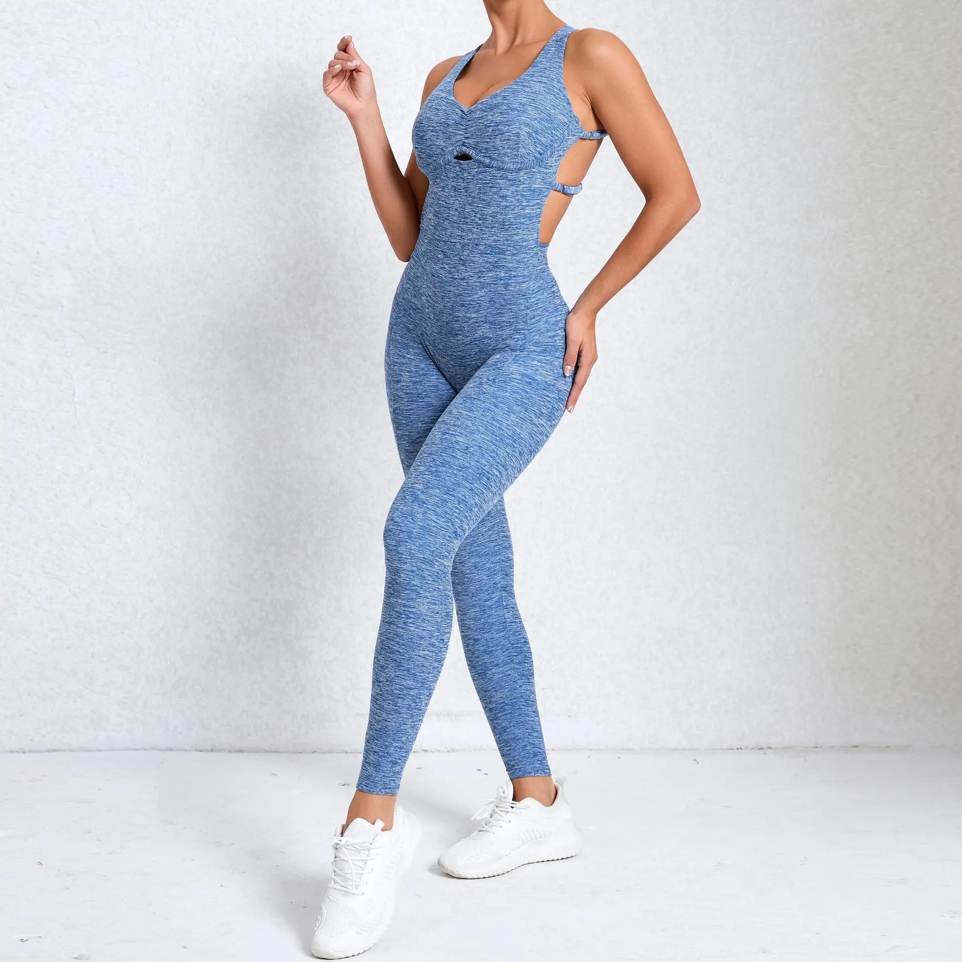 Yoga Set Jumpsuits Women Tracksuit Ribbed One Piece Fitness Rompers Sleeveless Backless Sportswear Gym Set Workout Clothes