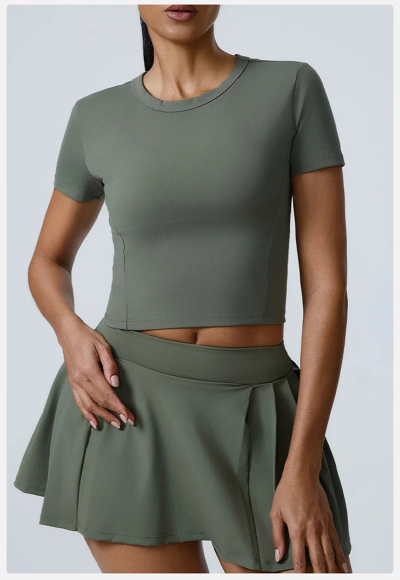 Yoga Top Women Short Sleeve Sport T Shirts Fitness Clothes Yoga Shirt Gym Top Running Sport Push Up Workout Crop Top