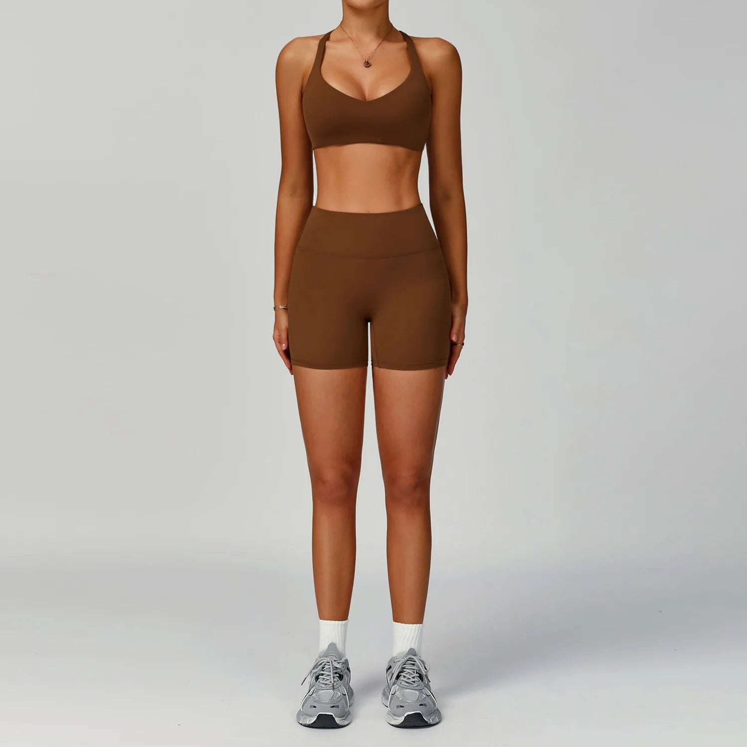 Women Tracksuit Yoga Shorts Set Seamless Yoga Set Workout Scrunch Shorts Sets Sports Bra Scrunch Shorts Fitness Clothes Gym Suit