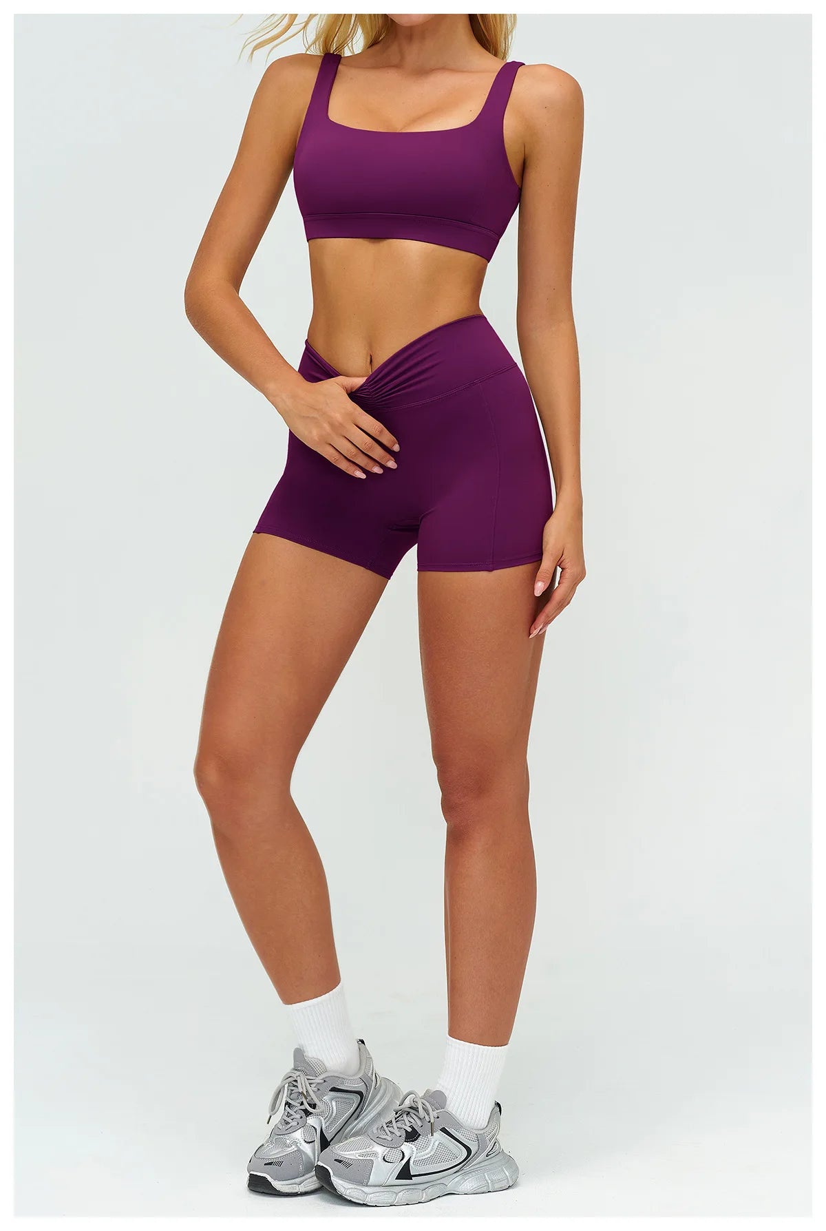 2PCS Yoga Set Women's Tracksuit Fitness Suit Sportswear Workout Sports Bra High Waist Leggings Gym Clothing Sports Shorts Suit