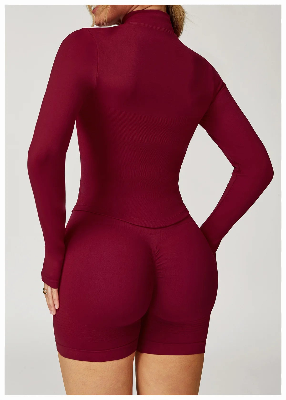 Ribbed Yoga Tops Women's Yoga Long Sleeved Standing Collar Sports Jacket Running Training Fitness Top Gym Workout Running Shirt