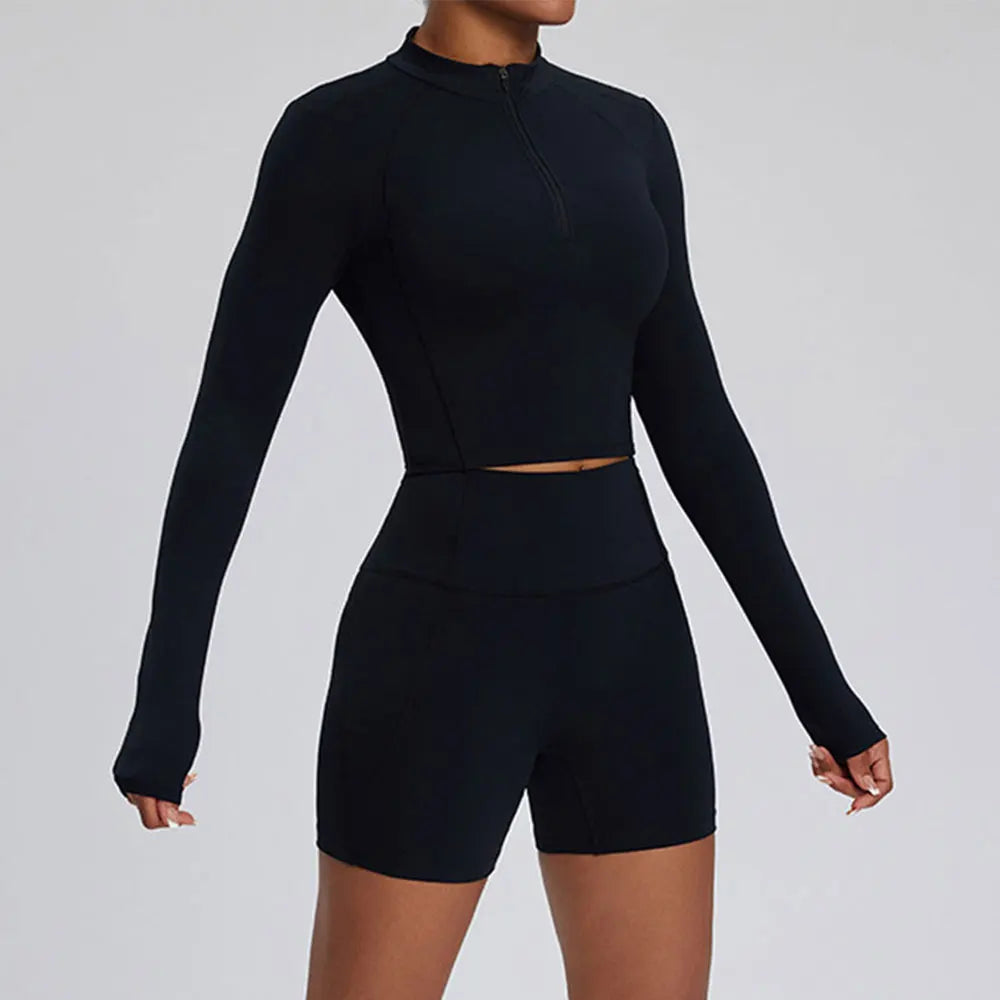 2PCS Yoga Suit Gym Set Women Clothes Running Tracksuit Workout Long Sleeve High Waist Bell-bottoms Sports Shirt Yoga Clothing