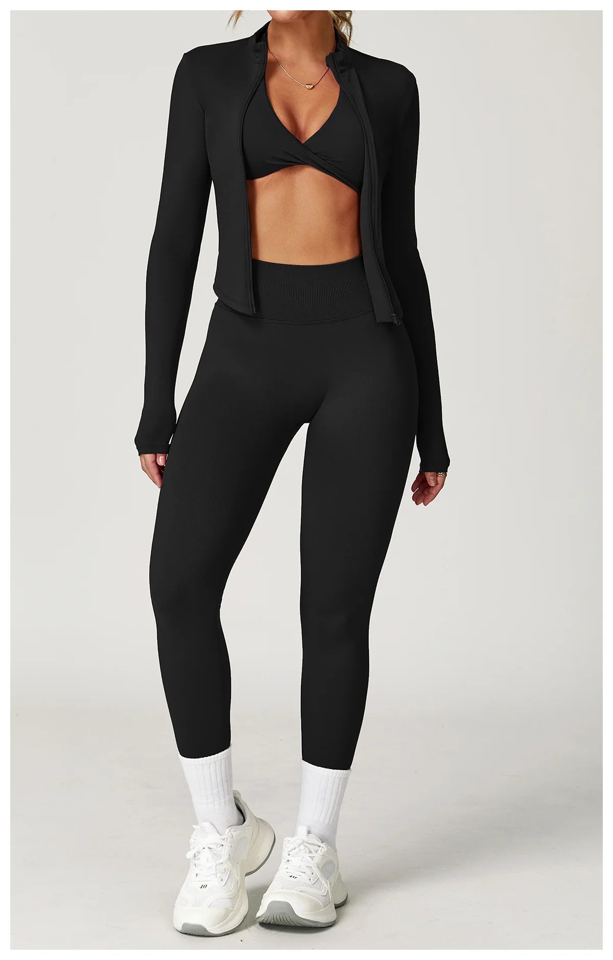 2PCS Yoga Suit Sports Set Women Gym Set Women Tracksuit Running Workout Long Sleeve Sports Shirt Yoga Clothing Seamless Leggings