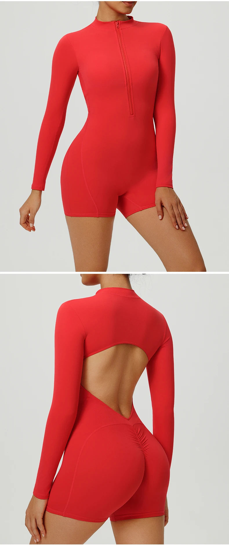 Zipper Yoga Jumpsuits Sports Overalls Fitness Long-Sleeved One-Piece Workout Romper Running Gym Tracksuits for Women Sportswear