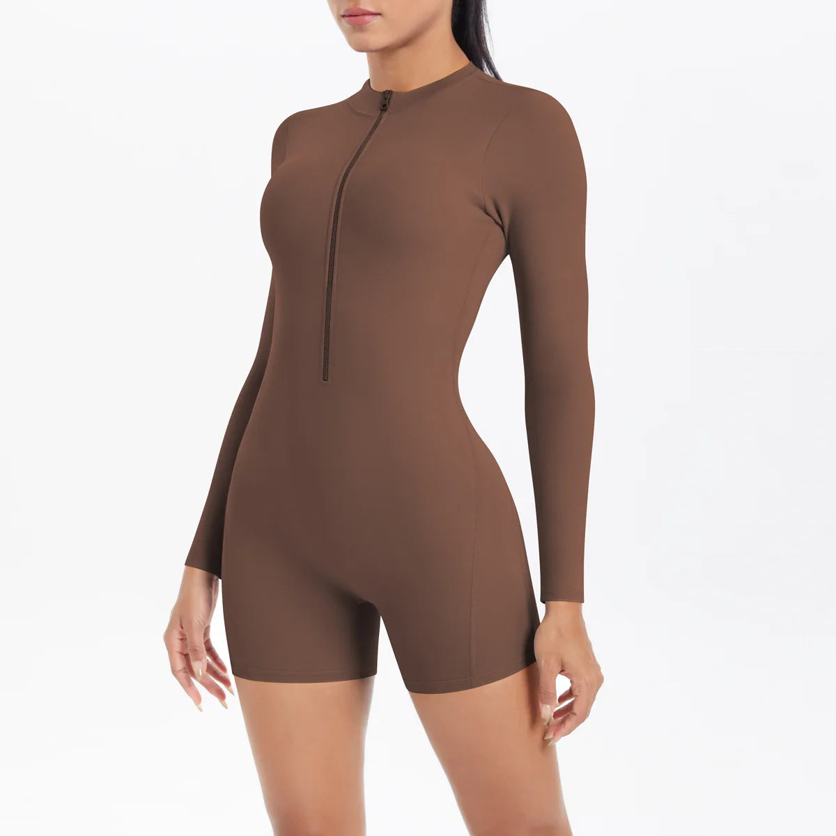 Gym Jumpsuit Women's Fitness Suit Short Set Sports Overalls Woman Tracksuit Yoga Clothing Zipper Long Sleeved Workout Sportswear