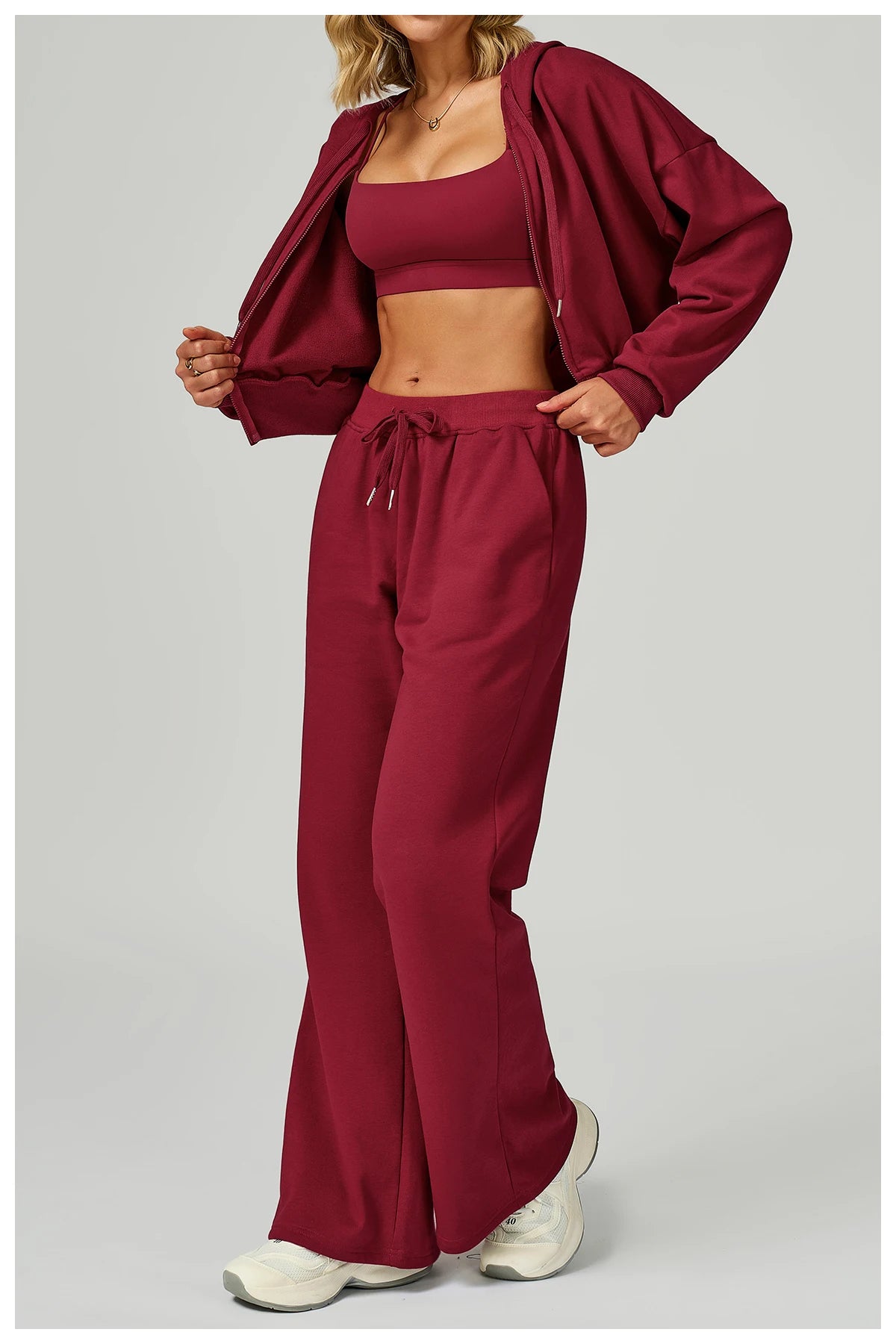 Winter High Waist Loose Fit Sports Pants Women Drawstring Wweatpants With Pockets Straight Leg Yoga Pants Versatile Sports Pants