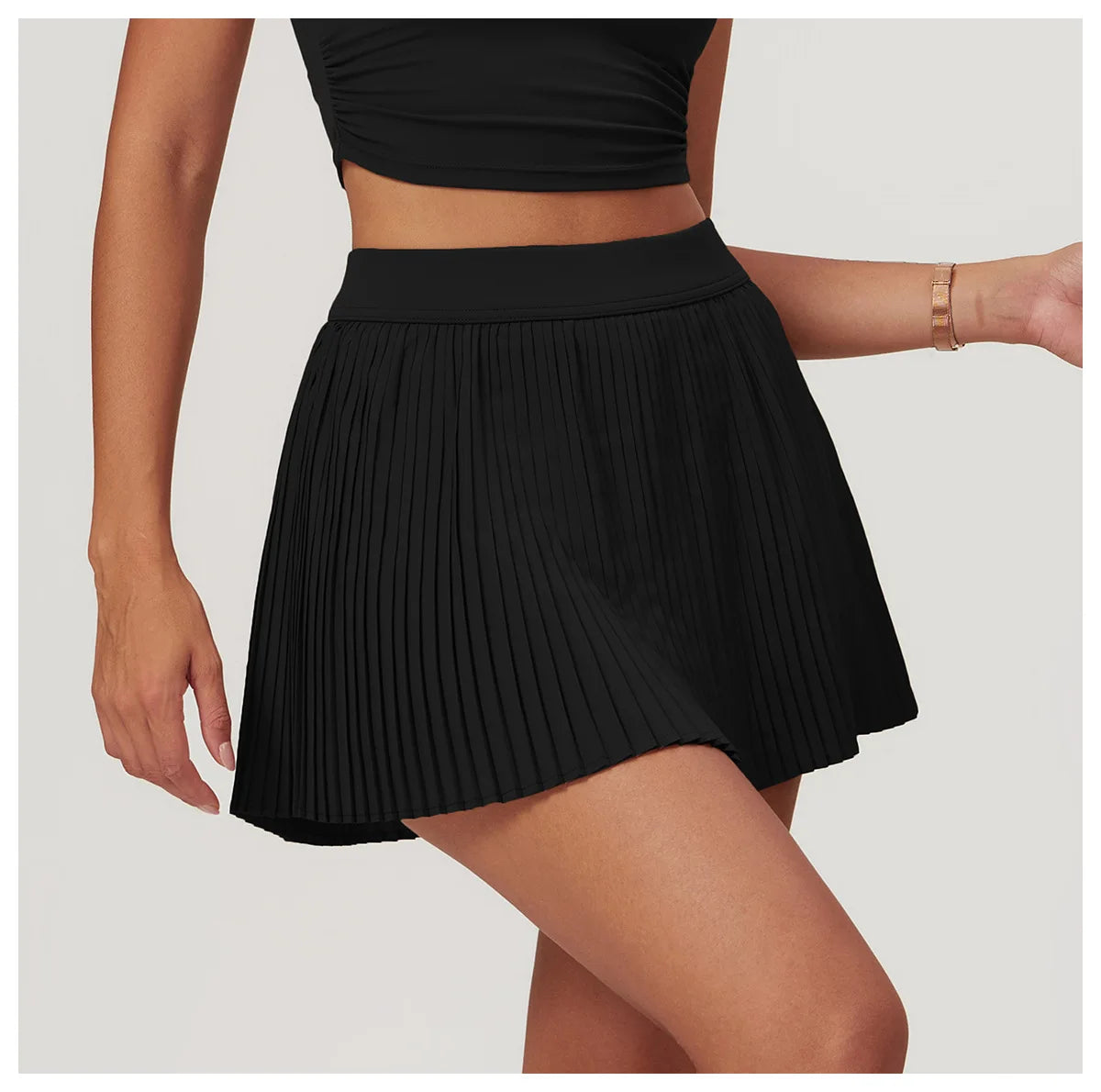 Women Pleated Sports Tennis Skirts Women High Waist Yoga Fitness Short Skirt With Pockets Gym Golf Loose Mini Skirt With Pockets