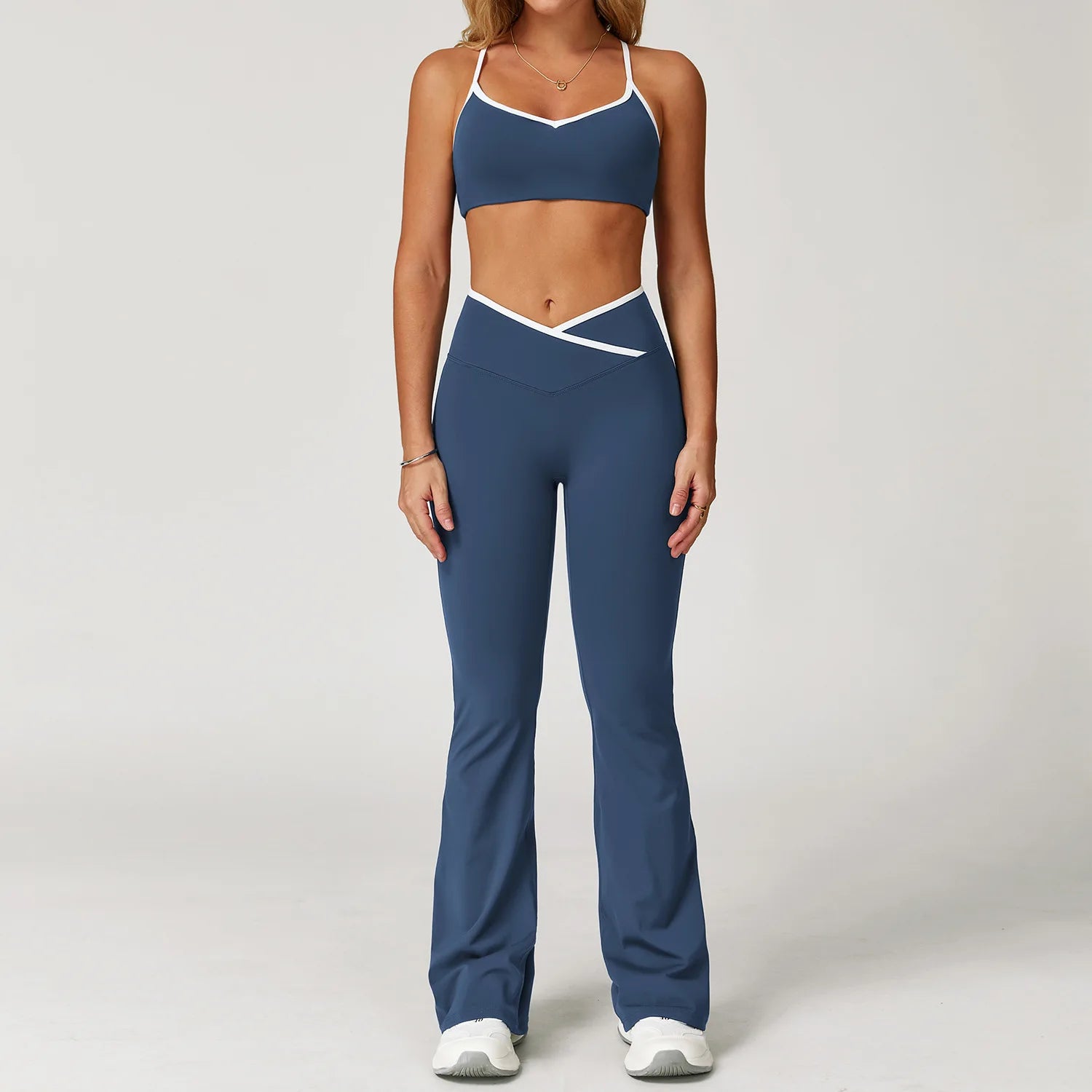 Women's Clothes Yoga Set 2 Pieces Workout Tracksuit Sportswear Gym Clothing High Waist Bell-bottoms Sexy Fitness Bta Sports Suit