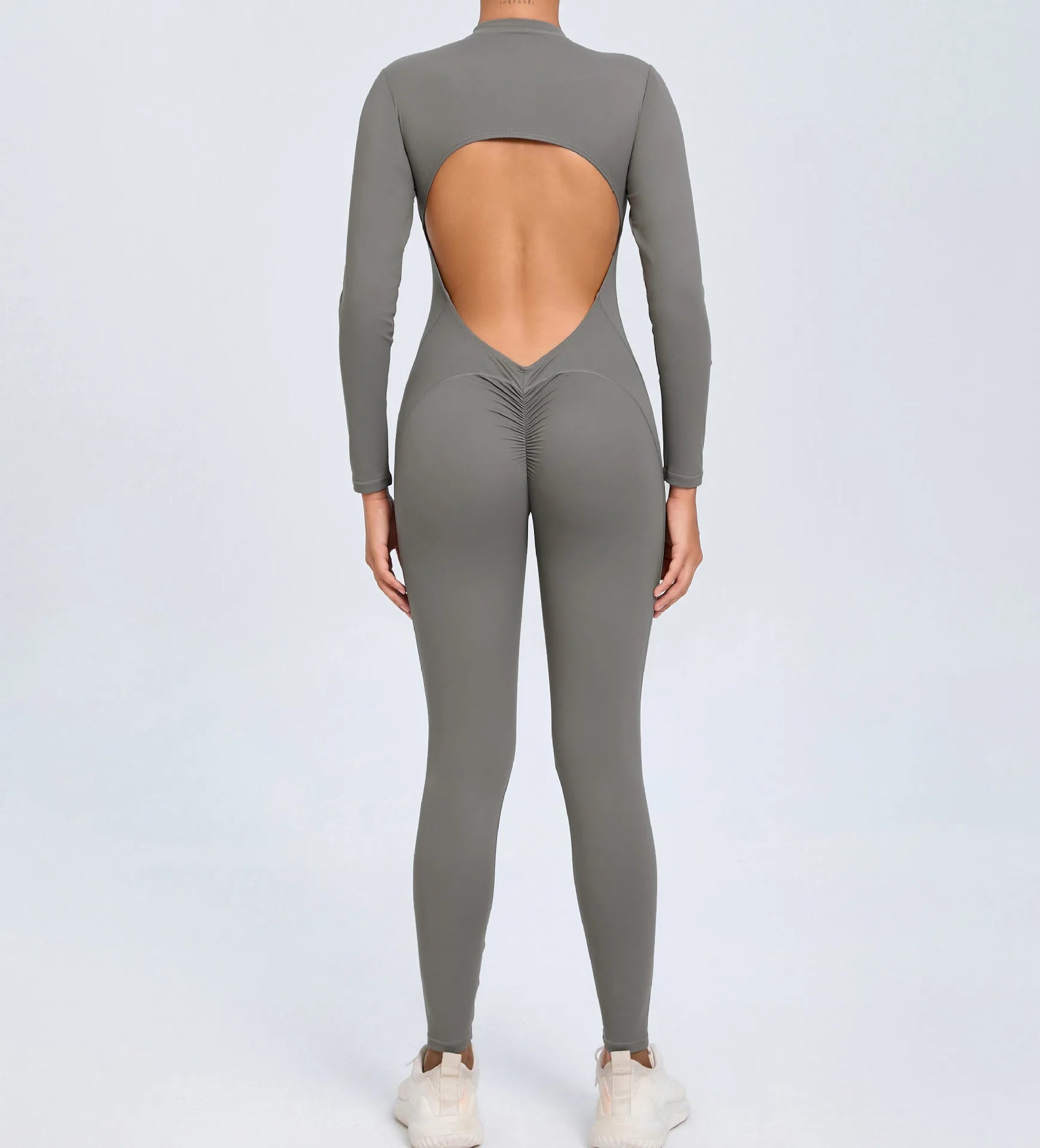 Backless Rompers Yoga Long Sleeved Women's Sportswear Gym Zipper Jumpsuits Workout Bodysuit Fitness One-piece Skin-tight Garment