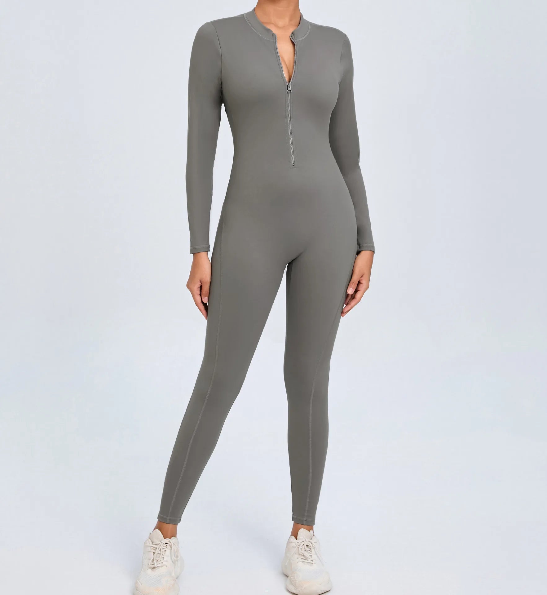 Backless Rompers Yoga Long Sleeved Women's Sportswear Gym Zipper Jumpsuits Workout Bodysuit Fitness One-piece Skin-tight Garment