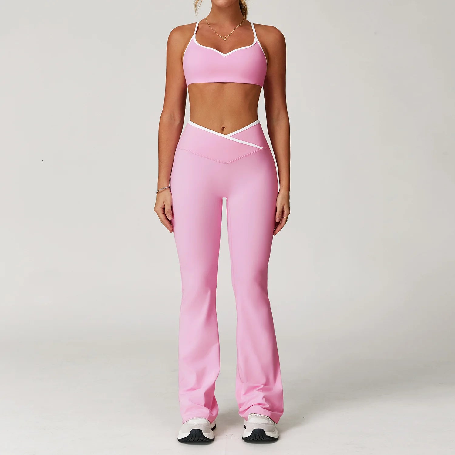 Women's Clothes Yoga Set 2 Pieces Workout Tracksuit Sportswear Gym Clothing High Waist Bell-bottoms Sexy Fitness Bta Sports Suit