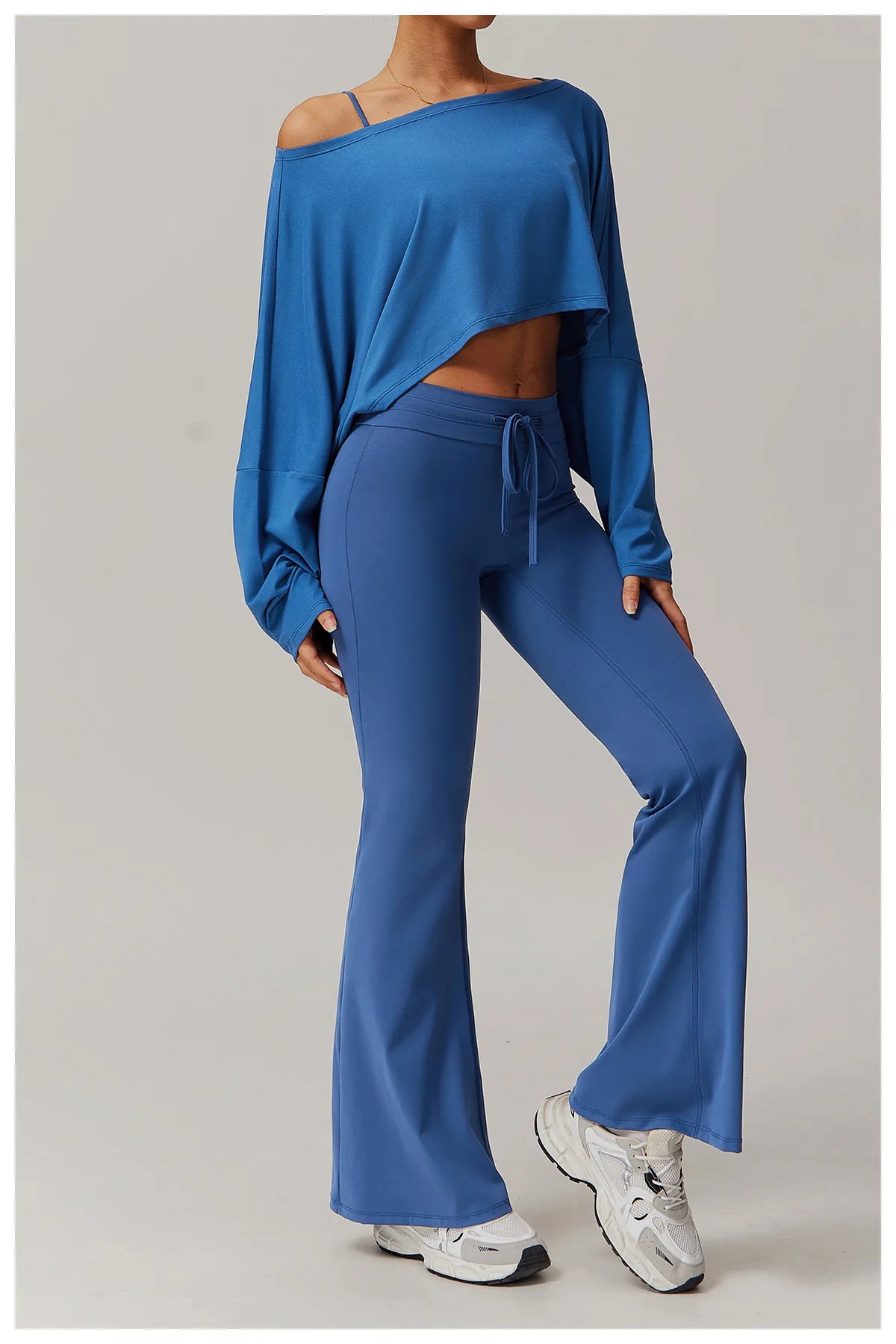 Running Fitness Sports Long Sleeved Top Women's One Shoulder Batwing Sleeve Loose Breathable Casual Long Sleeved Sexy Yoga Top