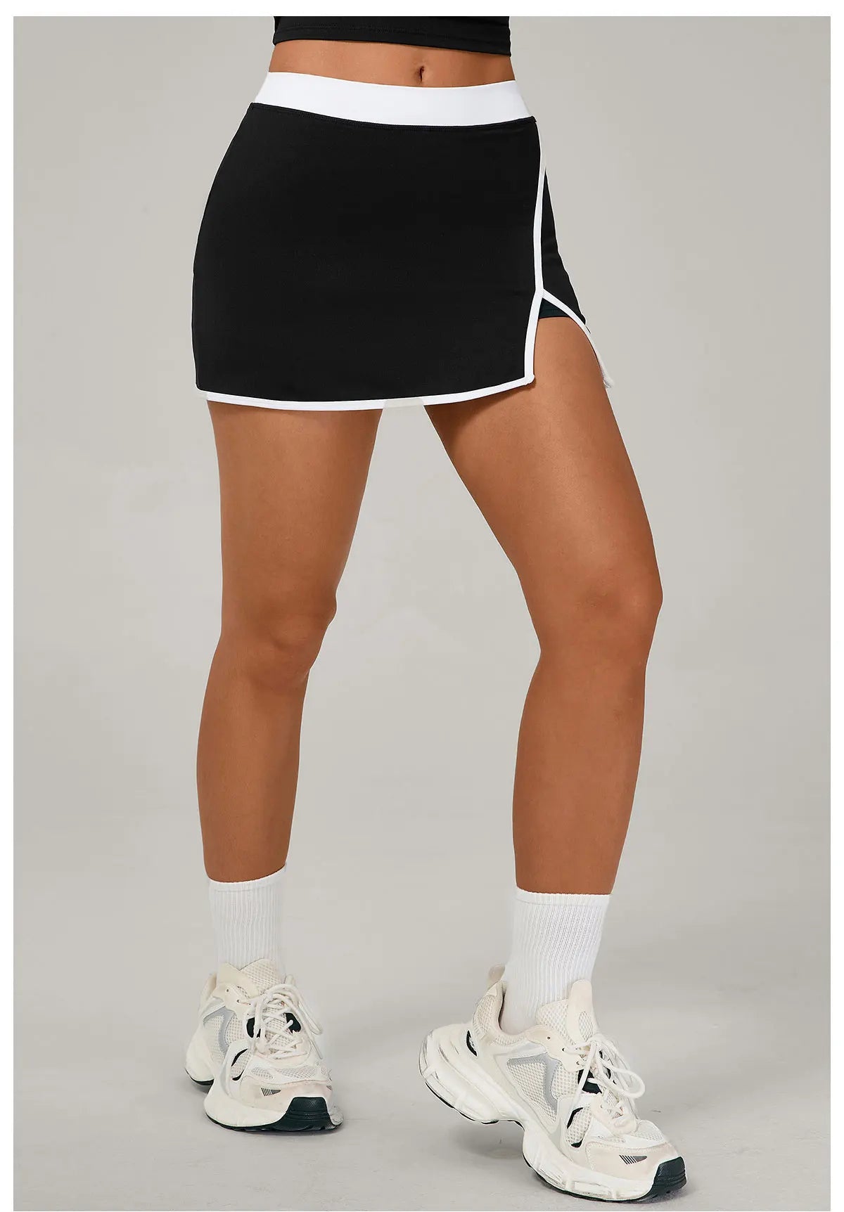 Color Blocking Sports Short Skirt Women's Yoga Short Skirt Tight Fitting Splicing Anti Glare Running Fitness Yoga Tennis Skirt