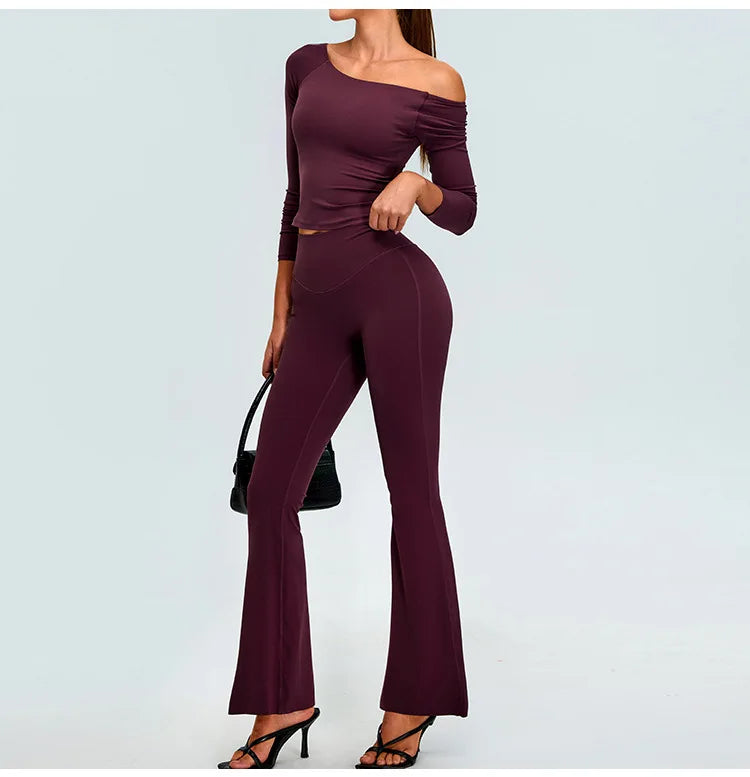 Yoga Set Women's Tracksuit 2 Pieces Workout Sportswear Running Gym Clothing High Waist Leggings Fitness Long Sleeved Sports Suit