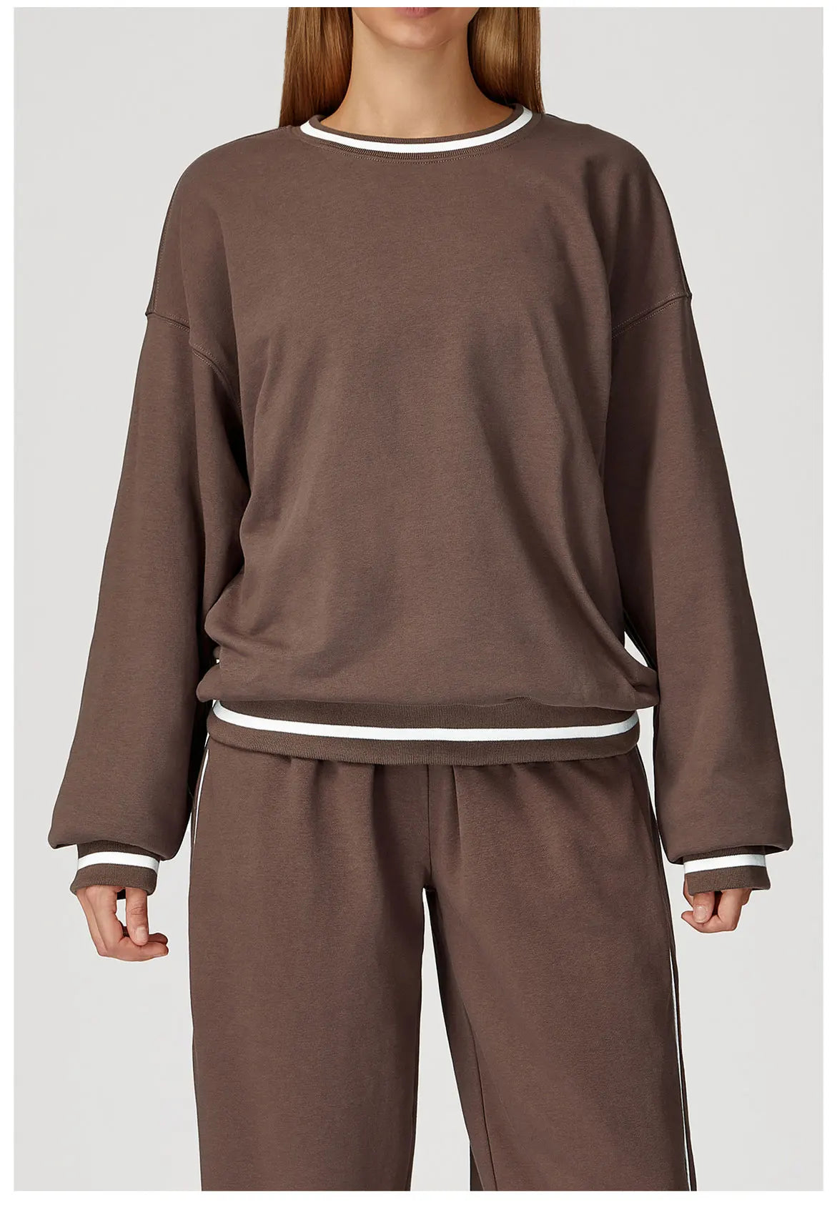 New Color Blocking Hoodie for Women Long Sleeved Loose Round Neck Top Fashionable Hoodie Outdoor Casual Running Sports Top