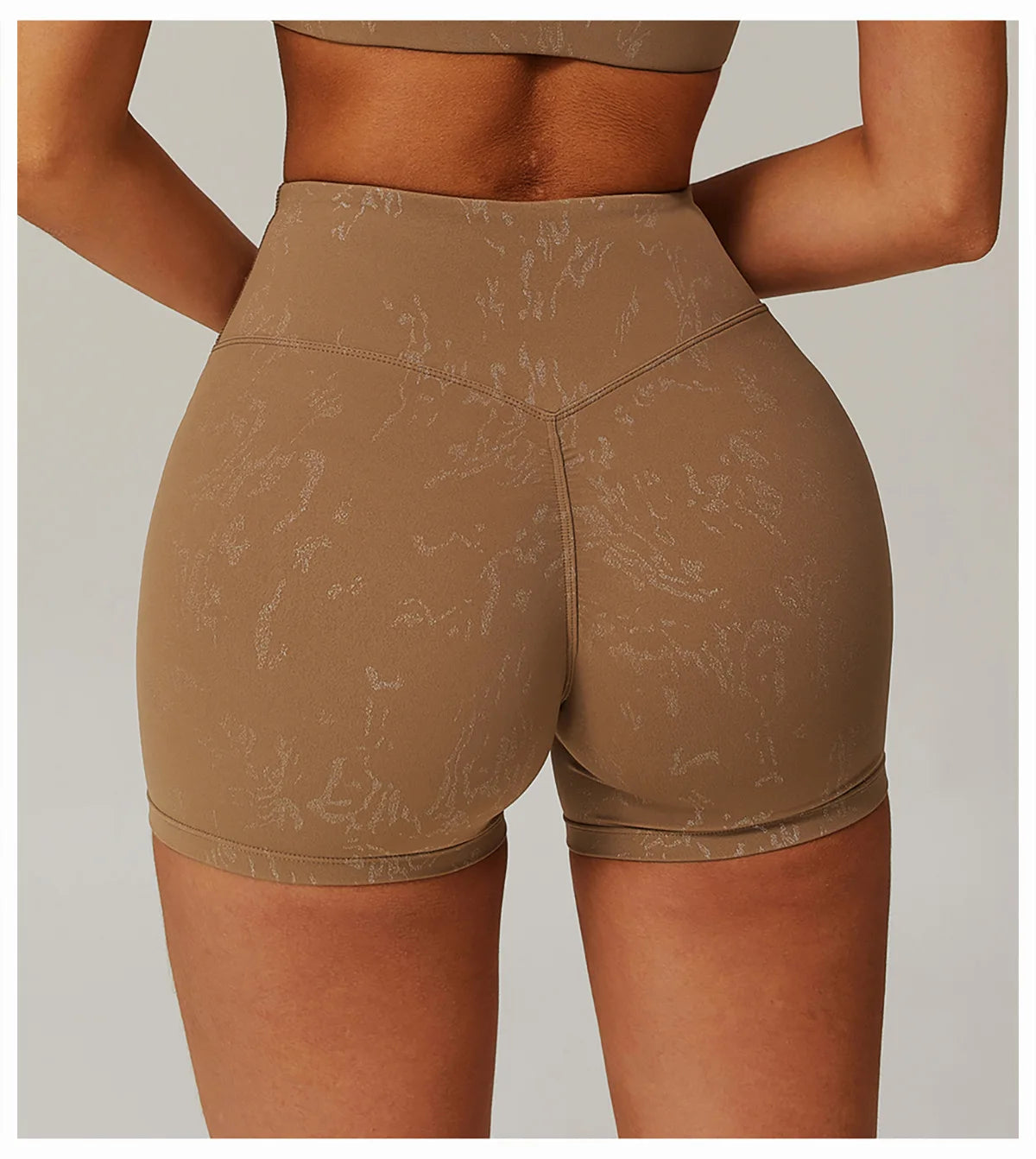 Elastic Yoga Shorts Women High Waist Tummy Control Ruched Booty Pants Printed Butt Lifting Push Up Gym Workout Compression Tight