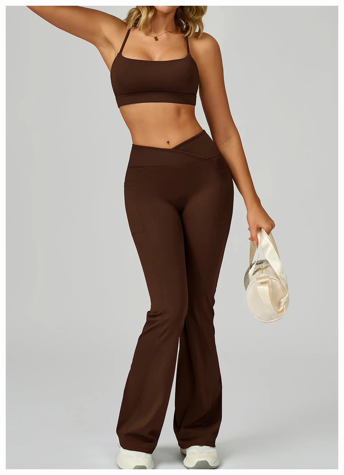 Flare Leggings Women Yoga Pants Bell-bottoms Yoga Trousers High Waist Fitness Pants Stretch Gym Casual Sports Wide Leg Pants