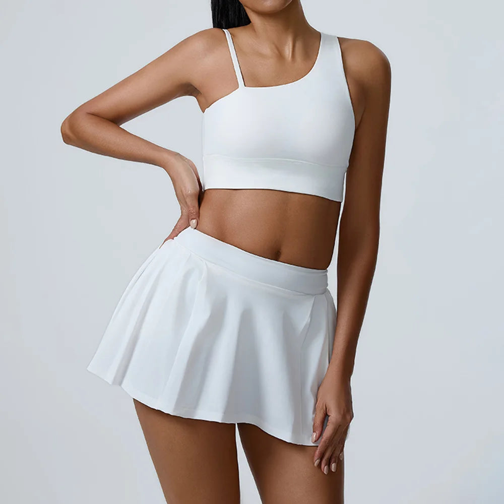 Yoga Set 2PCS Women Sport Suit Gym wear Workout Clothes Sports Crop Top Yoga Short Skirt Fitness Bra Set Breathable Gym Suits