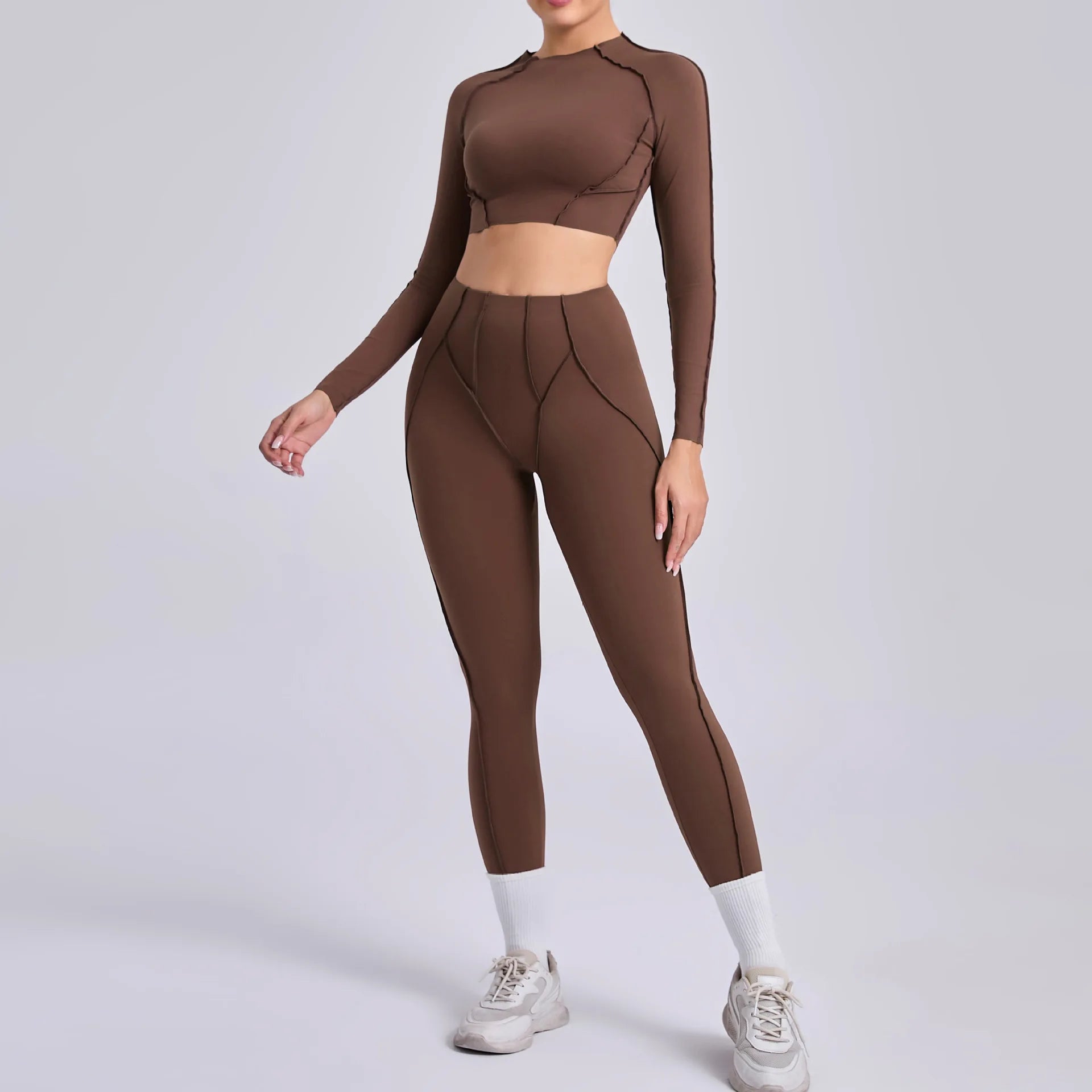 Yoga Set 2 Pieces Gym Clothes Sportswear Yoga Suits For Women Fitness Set Workout Tracksuits Sports Long Sleeved Gym Leggings
