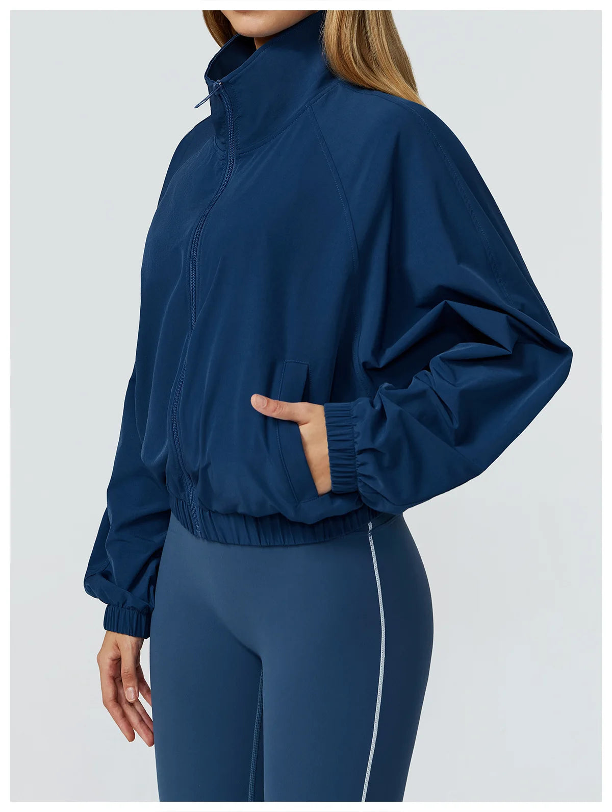 New Quick Drying Stand Up Collar Sports Jacket Women's Zipper Top Windproof Outdoor Running Fitness Long Sleeved Yoga Jacket