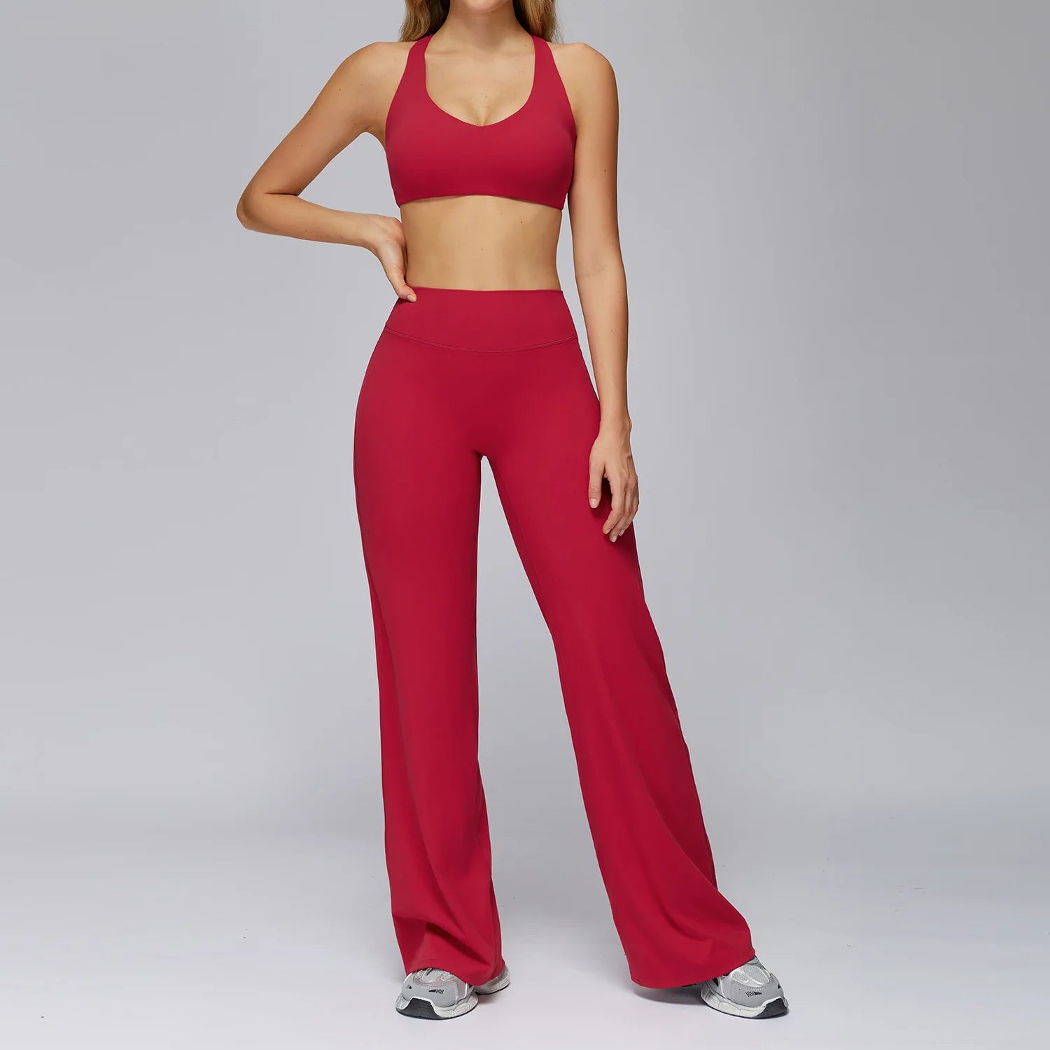 Yoga Set 2PCS Women Sportswear Workout Clothes Seamless Athletic Wear Gym Legging Fitness Bra Crop Top Long Sleeve Sports Suits