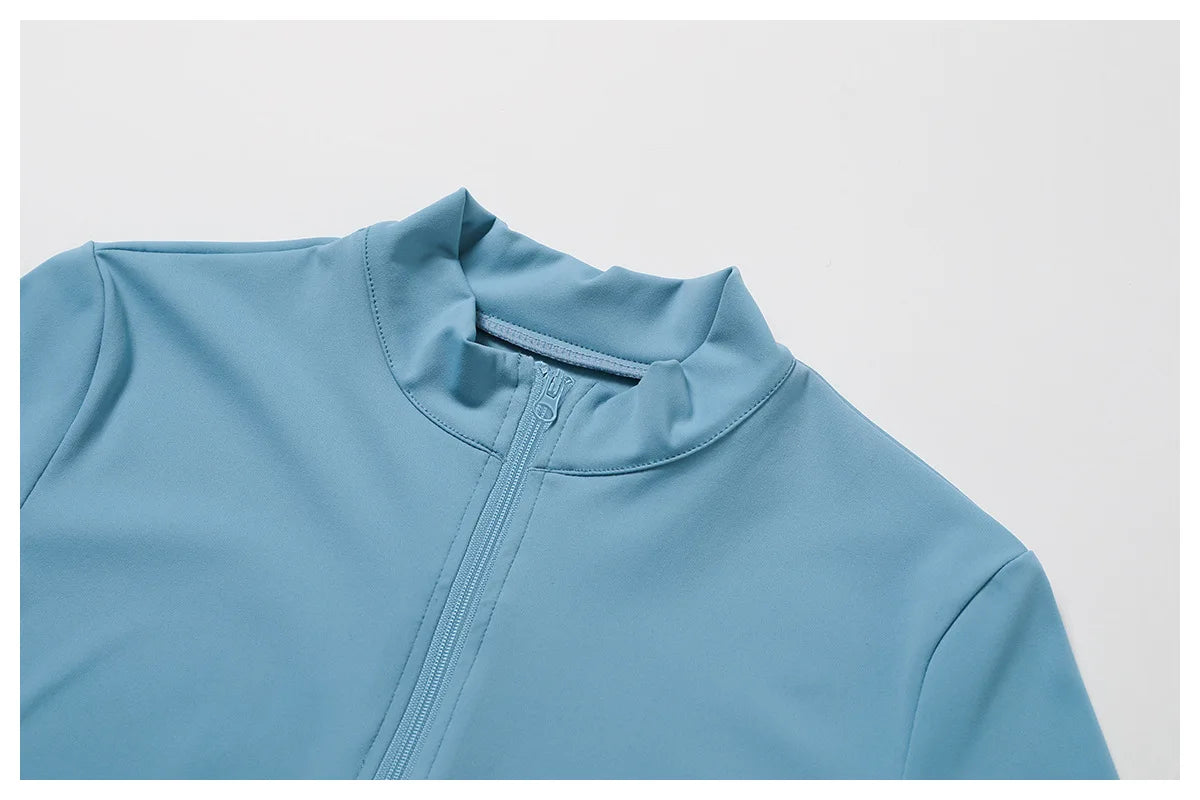 New Running Elasticity Yoga Jacket Zipper Slimming Top Coat Women's Sports Jacket Gym Workout Sports Long Sleeves Women Tights
