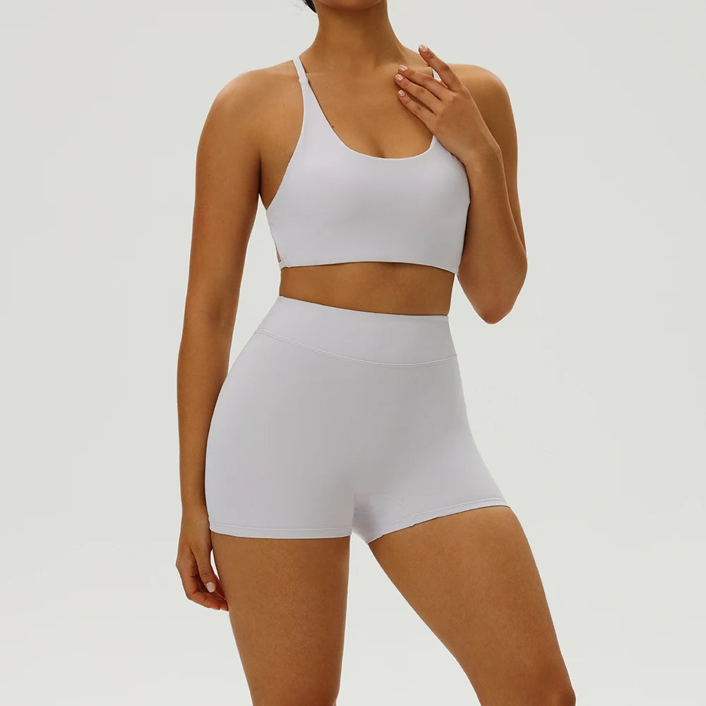 Yoga Clothes Set 2 Piece Gym Set Sportswear Women Cross Back Bra Top High Waist Leggings Fitness Suit Running Workout Tracksuit