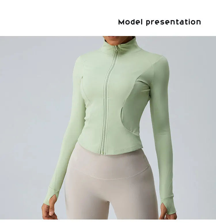New Outdoor Running Yoga Jacket Elasticity Women's Sports Jacket Gym Sports Long Sleeves Women Quick-Drying Tights Zipper Hoodie