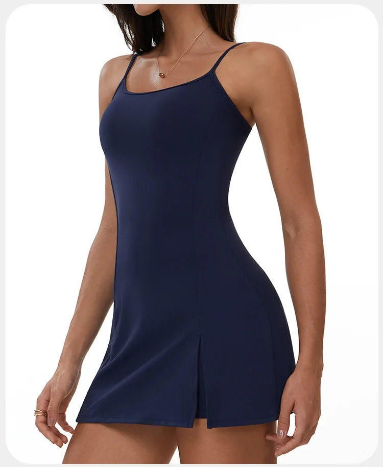 Women's Yoga Rompers Backless One Piece Tummy Control Dress Jumpsuit Padded Sports Bra Romper Fashion Fitness Sportwear Bodysuit