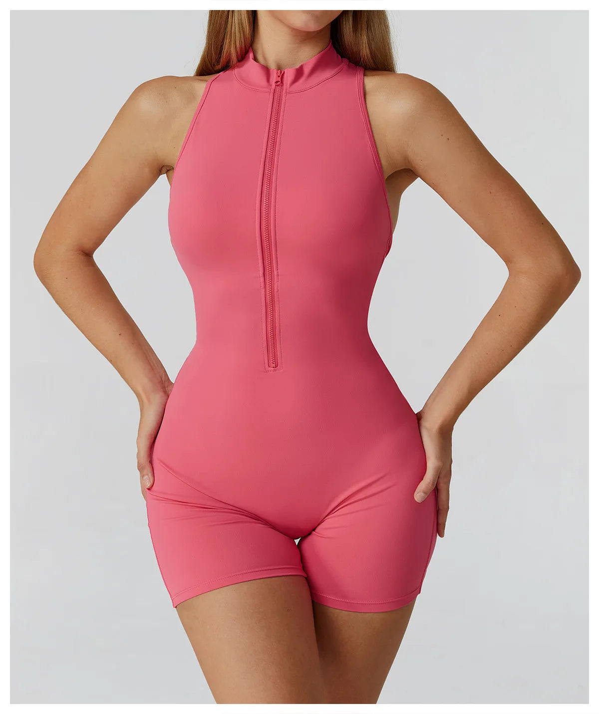 Scrunch Sports Overalls Gym Jumpsuit Women's Fitness Suit Short Sets for Woman Tracksuit Yoga Clothing Zipper Workout Sportswear