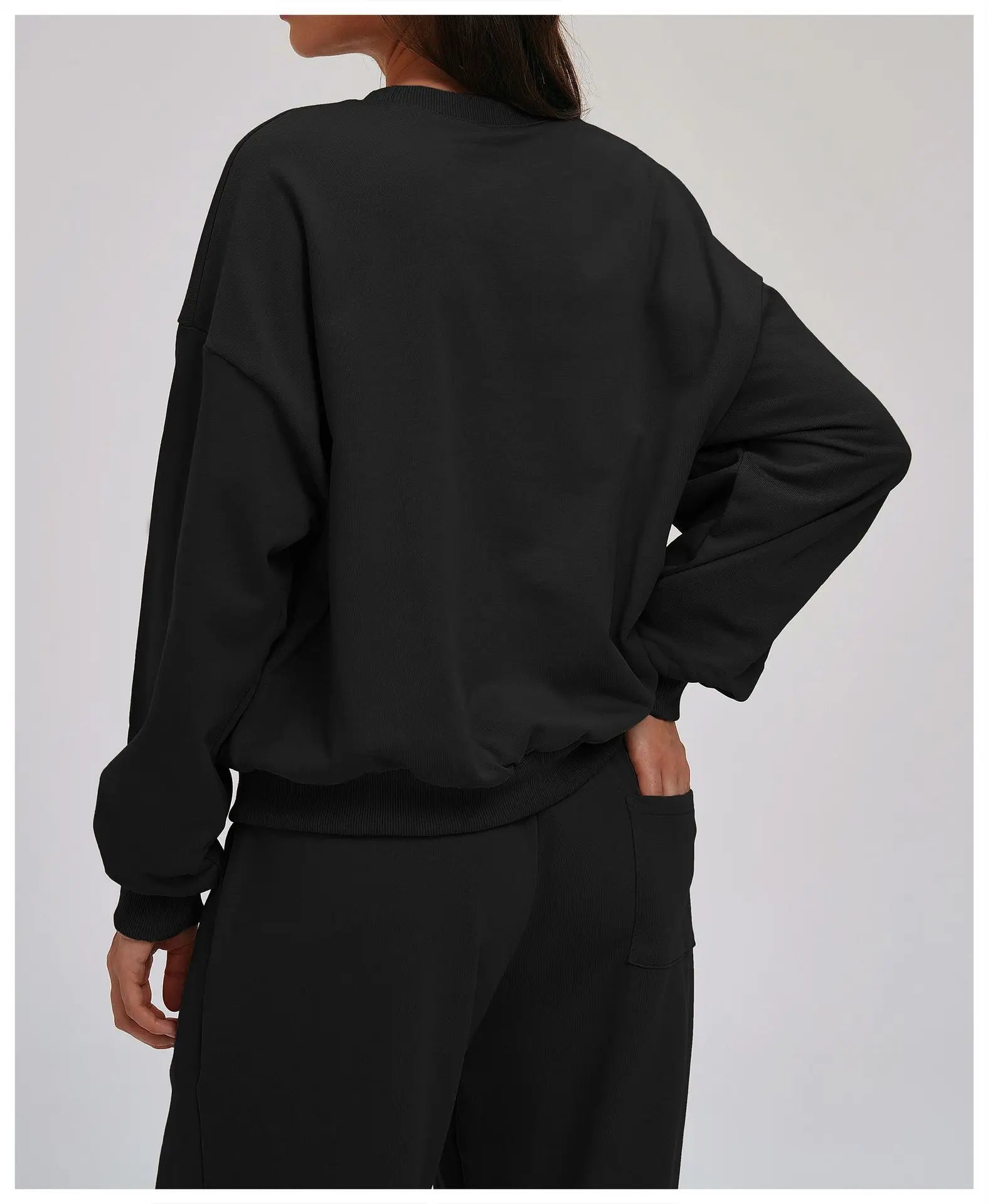 Knitted Round Neck Sports Hoodie for Women Long Sleeves for Outerwear Casual Loose Hoodie Running Top Fitness Sportswear