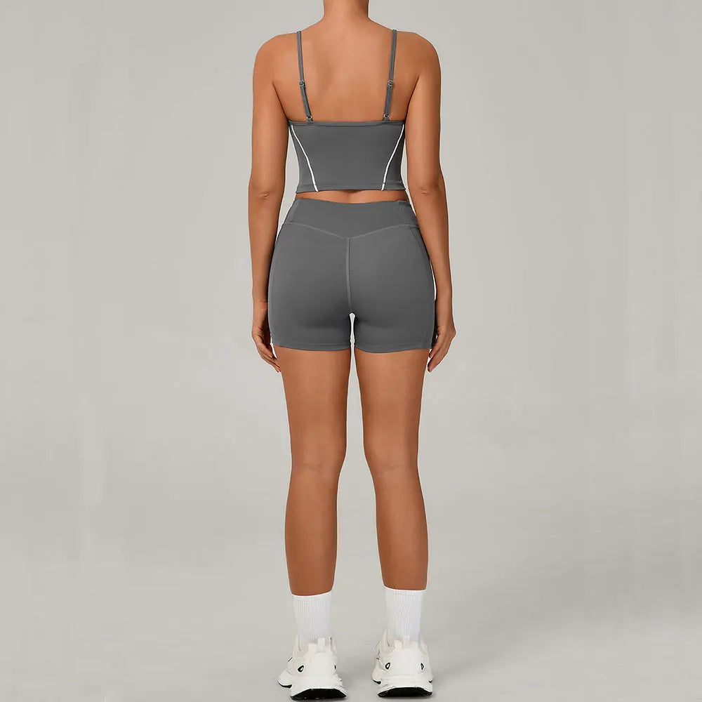 2 Pieces Yoga Sport Set Women Tracksuit Sports Bra Shorts Yoga Set Comfort Elastic Sportsuit Workout Outfit Fitness Gym Clothes