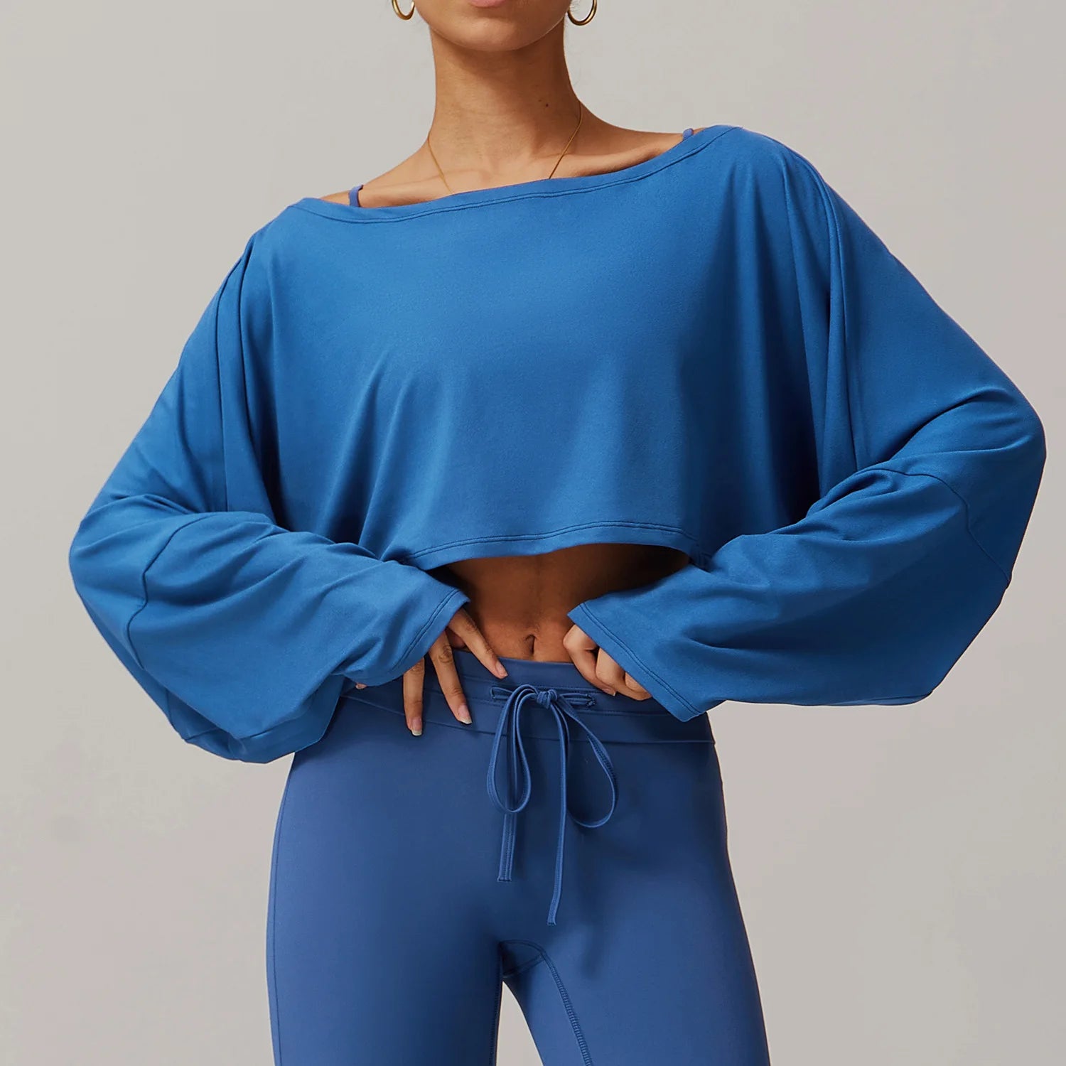 Running Fitness Sports Long Sleeved Top Women's One Shoulder Batwing Sleeve Loose Breathable Casual Long Sleeved Sexy Yoga Top