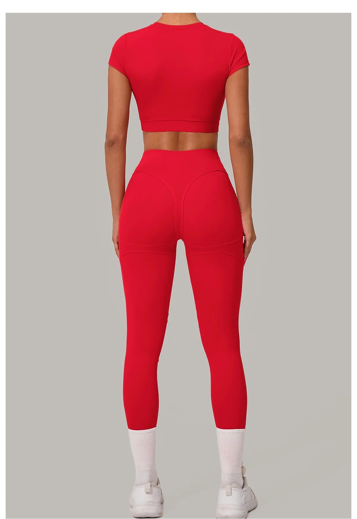 2PCS Yoga Set Gym Clothes Seamless Sportswear Yoga Suits Women Fitness Tracksuits Sports Short Sleeves Gym Leggings Sports Suits