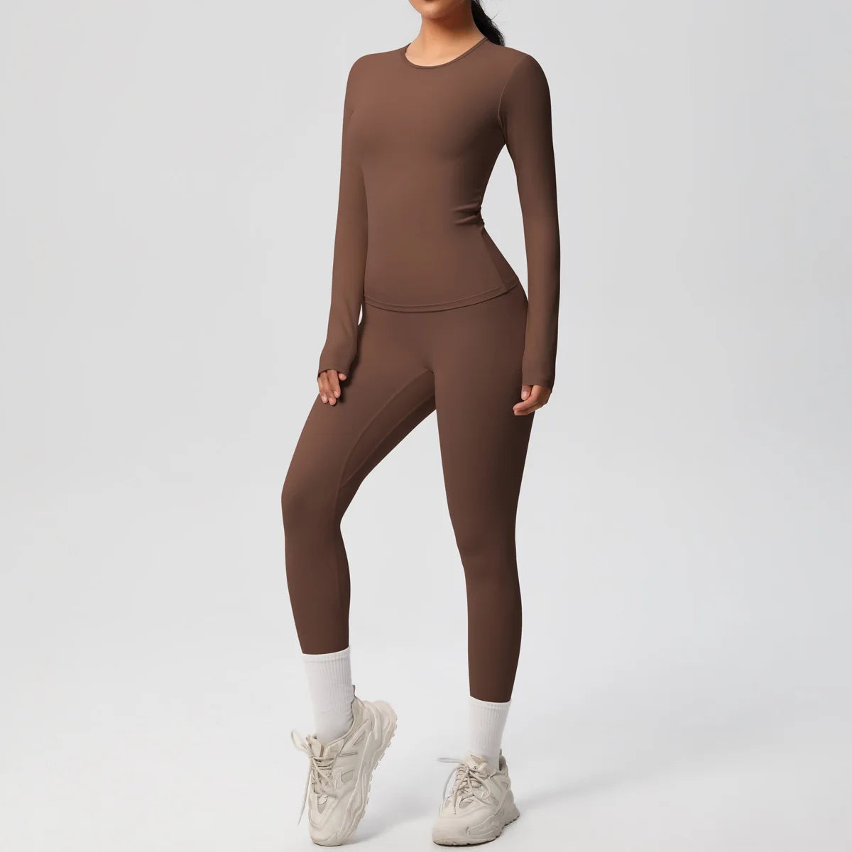 2PCS Yoga Suit Sports Set Women Sportswear Gym Set Women Tracksuit Running Workout Long Sleeve Sports Shirt Yoga Clothing