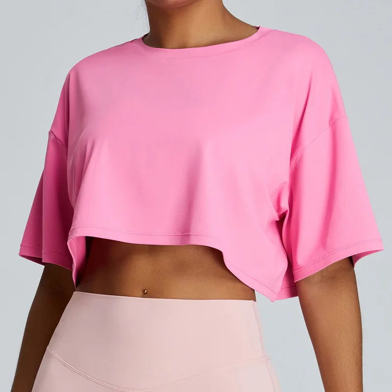 Loose Yoga Short Sleeves Women Breathable Quick Drying Yoga Clothes for Women Running Fitness Tops Sports Short Sleeved T-shirts