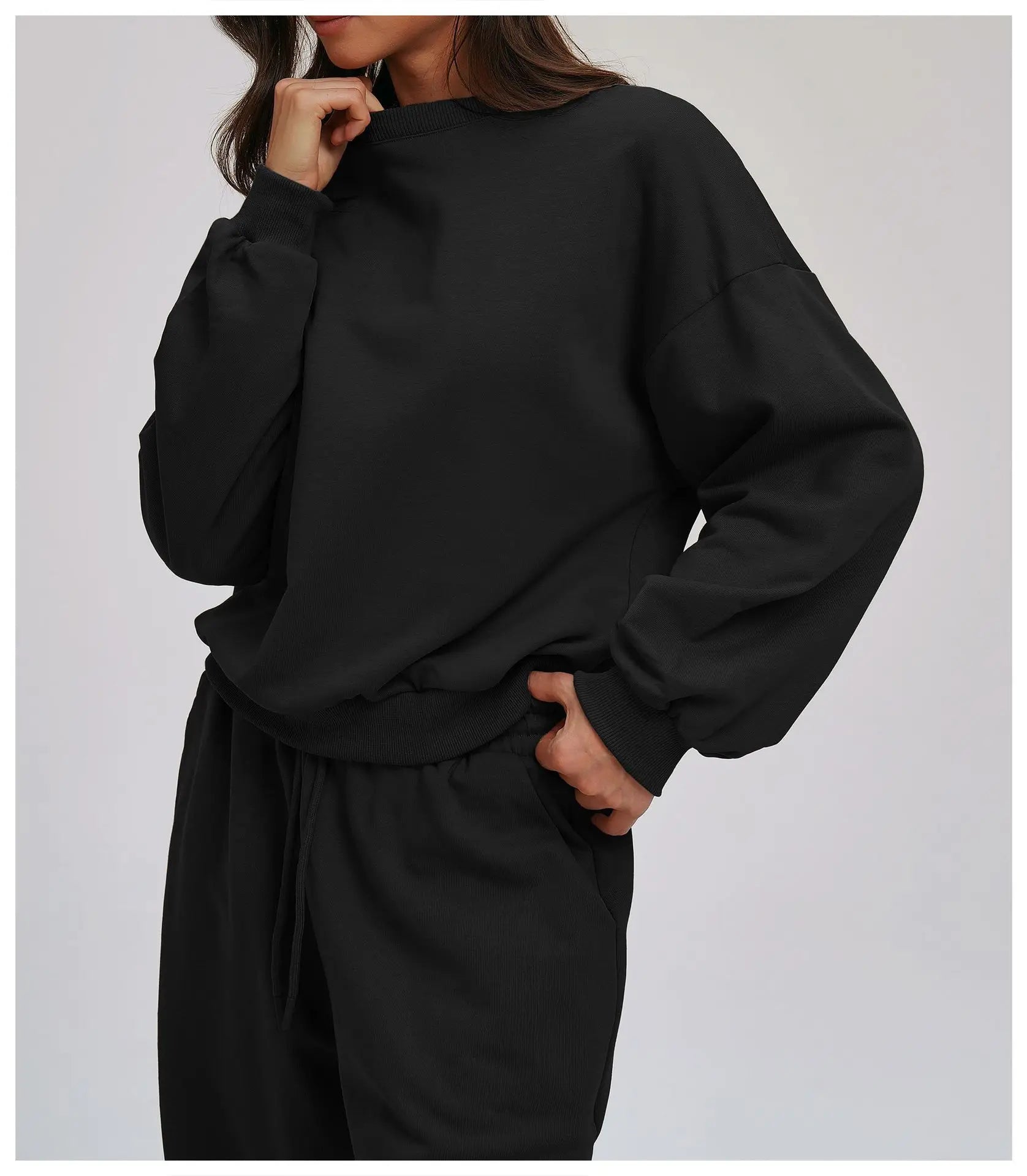 Knitted Round Neck Sports Hoodie for Women Long Sleeves for Outerwear Casual Loose Hoodie Running Top Fitness Sportswear