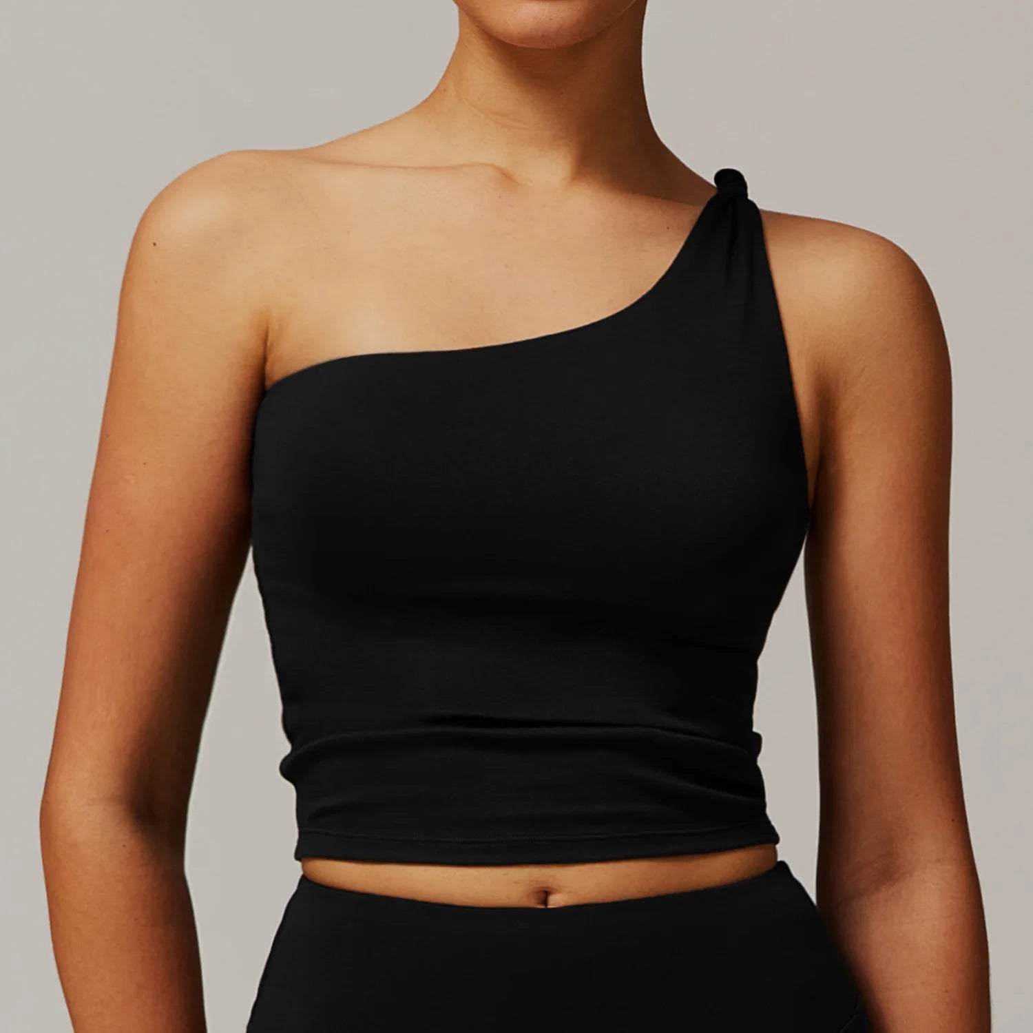 Single Shoulder Tank Top Women Gym Women Sports Underwear Push Up Crop Top Fitness Bra Breathable Running Athletic Sportswear